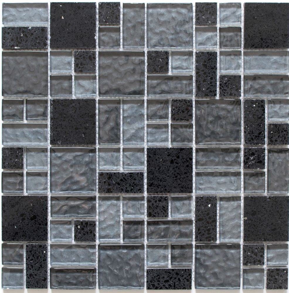 Mosani Mosaikfliesen Kunststein Glasmosaik Mosaikfliesen Komposit schwarz
