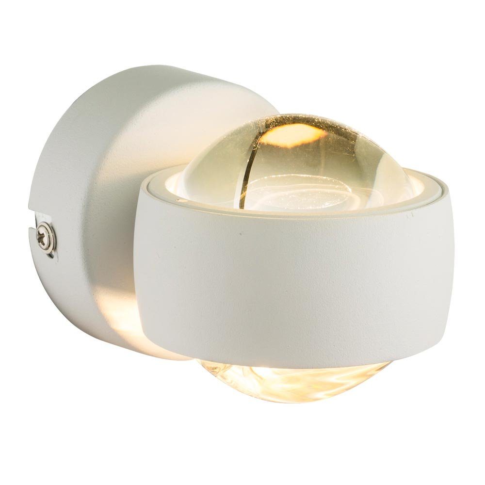 GLOBO LIGHTING LED Wandleuchte, LED-Leuchtmittel fest verbaut, Warmweiß, LED Wand Leuchte Up Down Wohnzimmer Kugel Strahler Glas klar