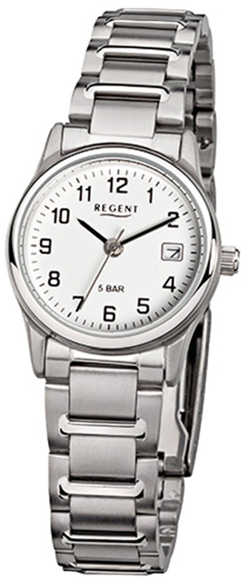 Regent Quarzuhr Regent Damen-Armbanduhr silber Analog F-140, Damen  Armbanduhr rund, klein (ca. 26mm), Edelstahlarmband