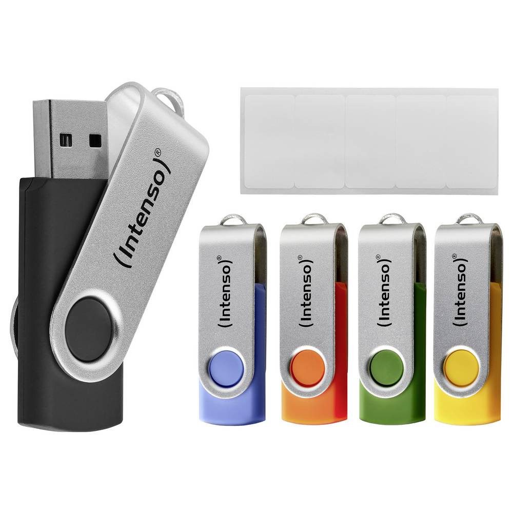 Intenso Office Line USB-Stick 5 St. Retail 32 GB Gelb, Grün, Schwarz, Blau, USB-Stick