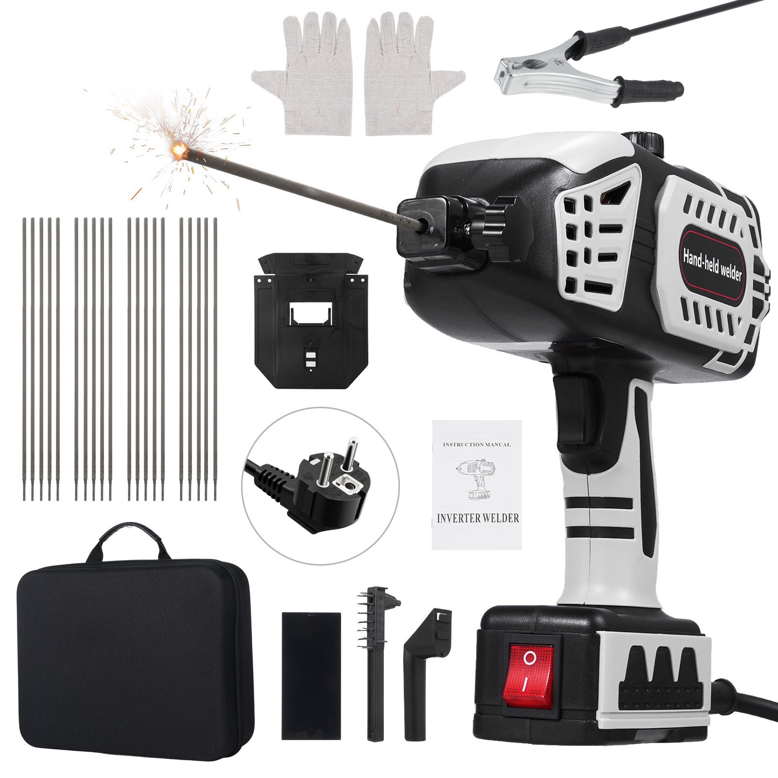 GARRYFIZH Elektroschweißgerät Handheld E-Hand Schweißgerät 120A Set Inverter Koffer & Zubehör, Ausgestattet mit IGBT-Wechselrichter mit stufenloser Stromregelung
