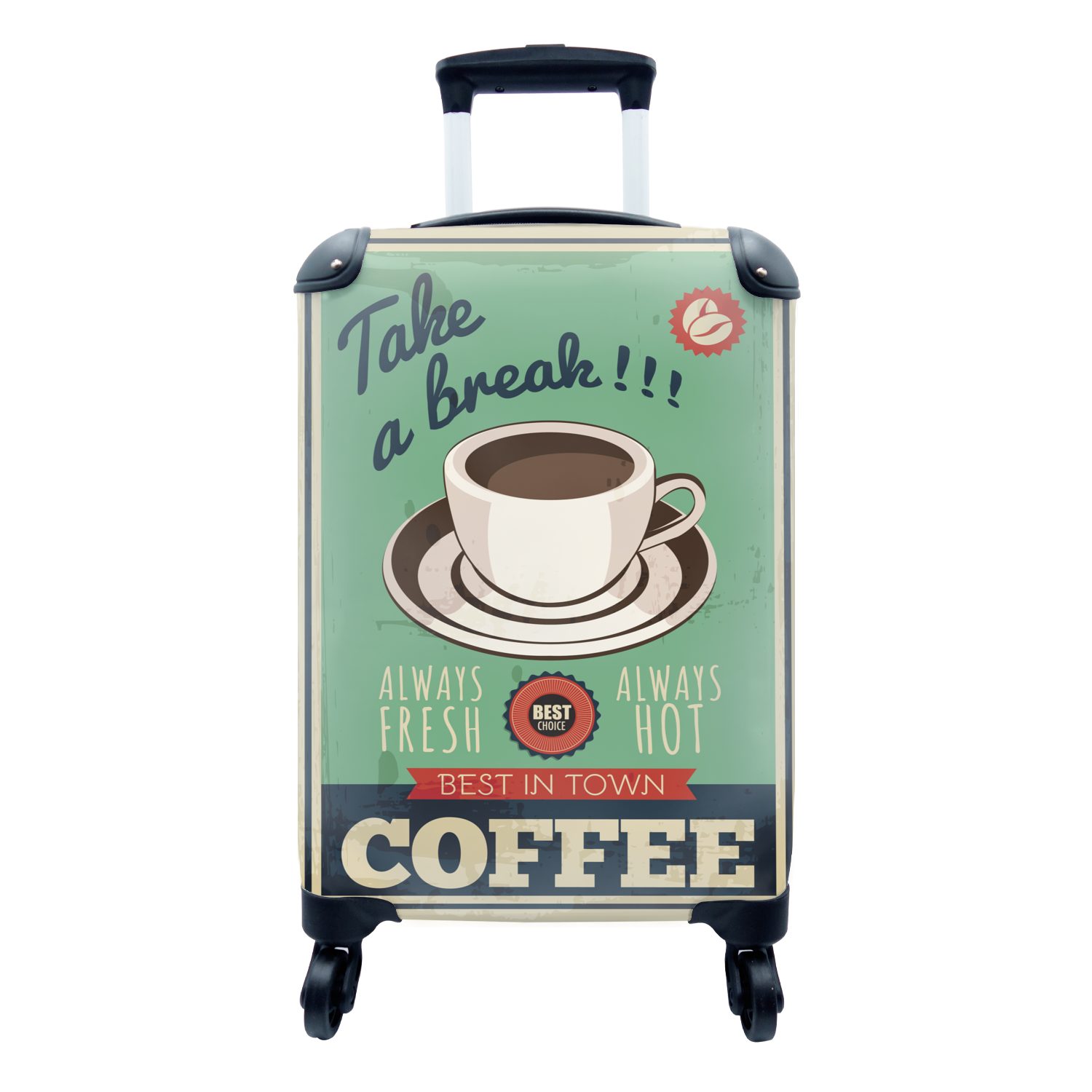 MuchoWow Handgepäckkoffer Kaffee - Jahrgang - Zitat, 4 Rollen, Reisetasche mit rollen, Handgepäck für Ferien, Trolley, Reisekoffer