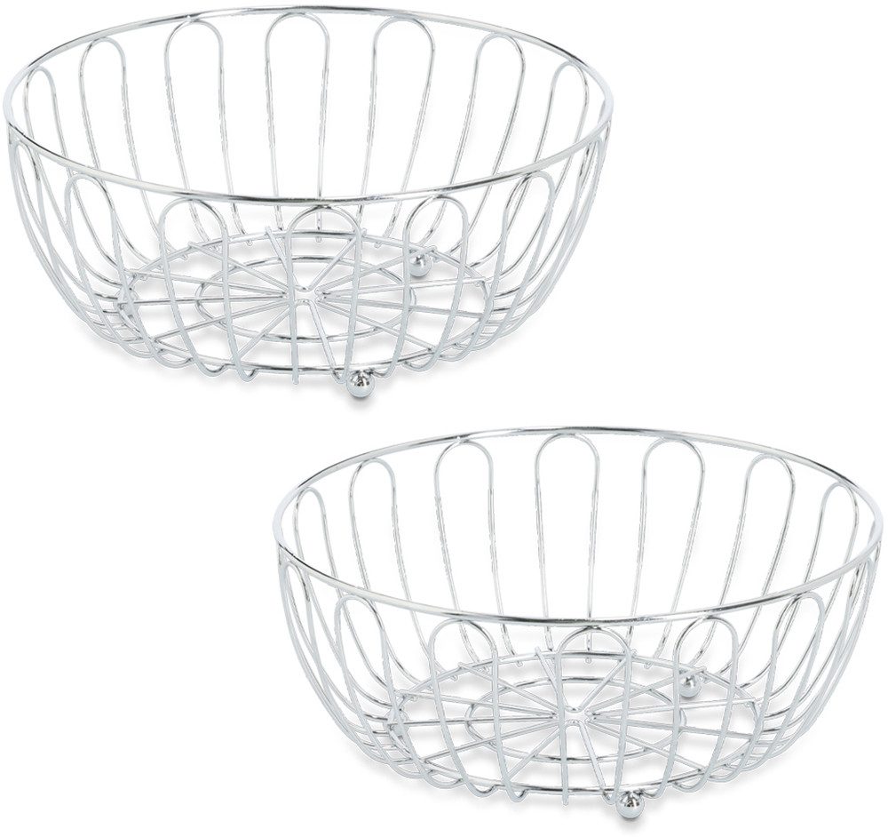 Zeller Present Aufbewahrungskorb Metall, mocca, 2er Set (Set, 2 St), Obstkorb, verchromt, zeitlos und dekorativ
