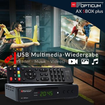 RED OPTICUM SBOX Plus mit PVR Aufnahmefunktion + HDMI Kabel SAT-Receiver (PVR, HDMI, SCART, USB, Coaxial - Timeshift & Unicable tauglich)