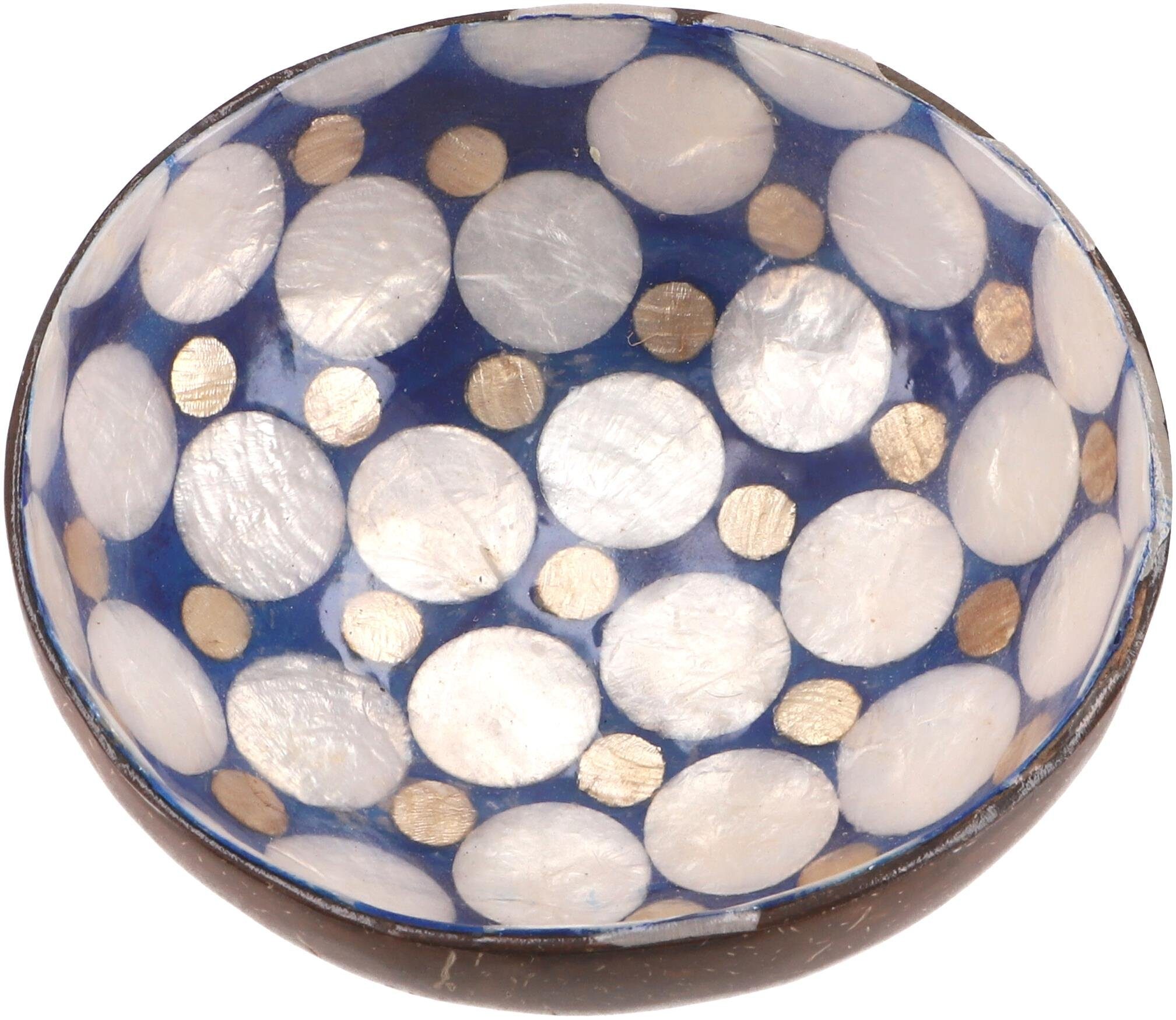 Guru-Shop Dekoschale Schale aus Kokosnuss, exotische Dekoschale - blau