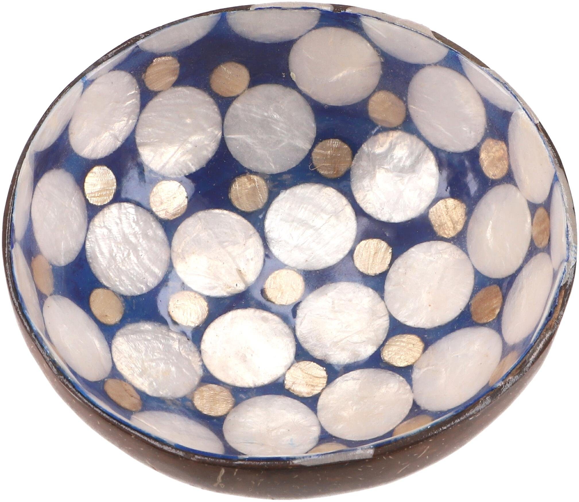 Dekoschale Schale aus Kokosnuss, exotische Dekoschale - blau