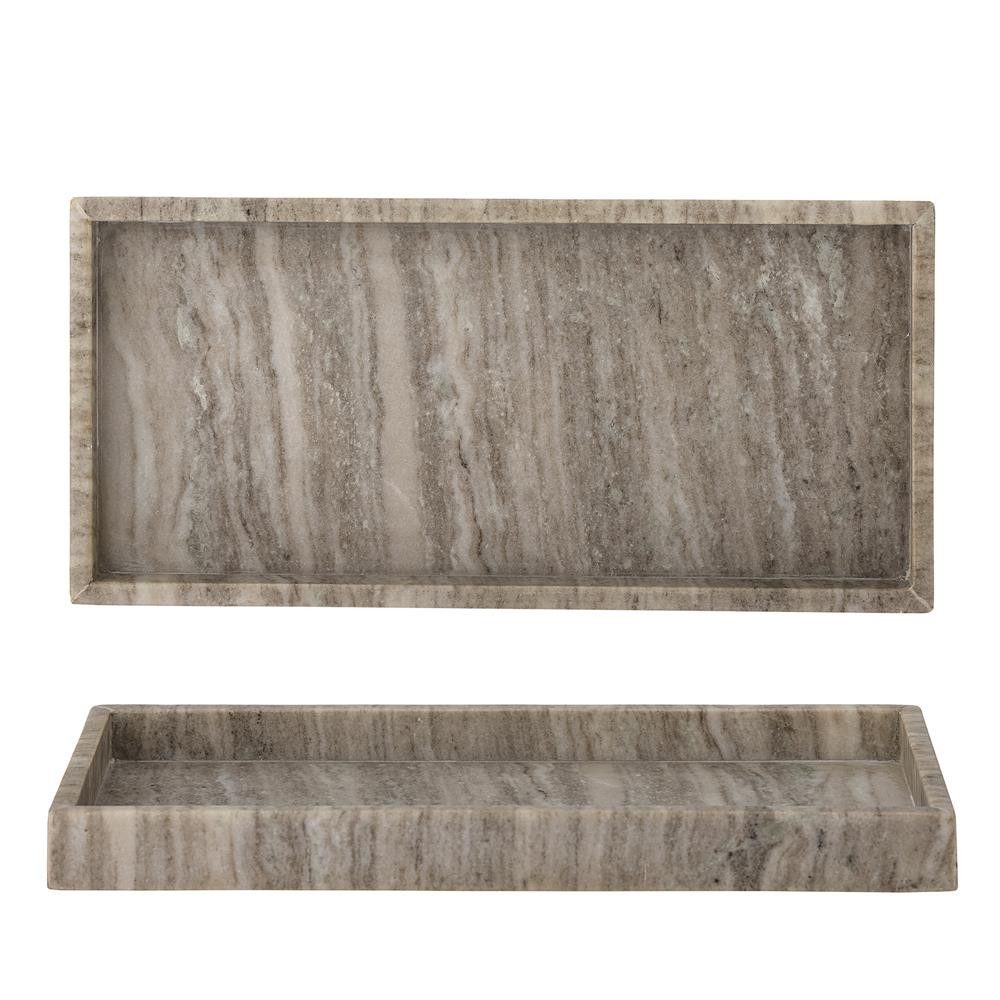 Bloomingville Dekotablett Majsa Tablett, Braun, Marmor, L38xH3xW18 cm, Parfümablage, Seifenablage, Küchenablage, Kerzendeko, Naturstein