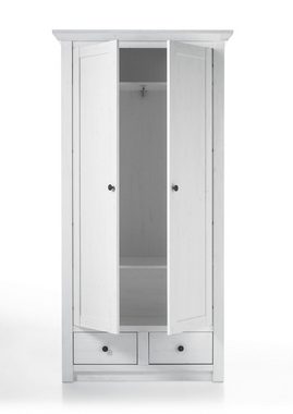 Furn.Design Garderobenschrank Hooge (Schuhschrank in weiß Pinie Dekor Landhaus, 105 x 206 cm) variable Inneneinteilung