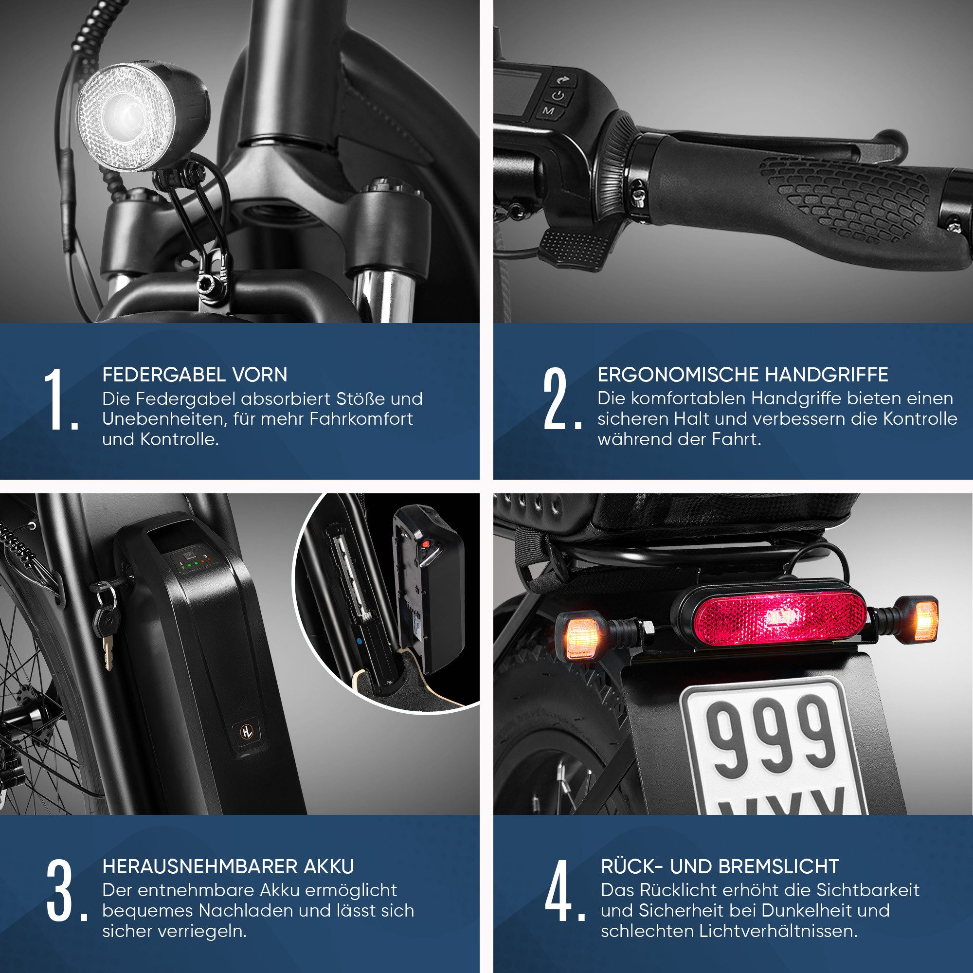 Viron E-Scooter XI-1500-EEC with road approval (ABE), electric scooter, electric moped, foldable scooter