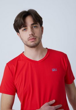 SPORTKIND Funktionsshirt Tennis T-Shirt V-Ausschnitt Herren & Jungen rot