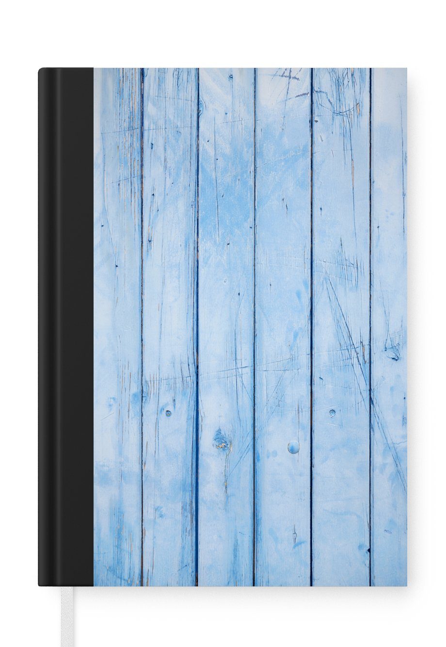 MuchoWow Notizbuch Blaue Wand mit Bohlenstruktur, Journal, Merkzettel, Tagebuch, Notizheft, A5, 98 Seiten, Haushaltsbuch