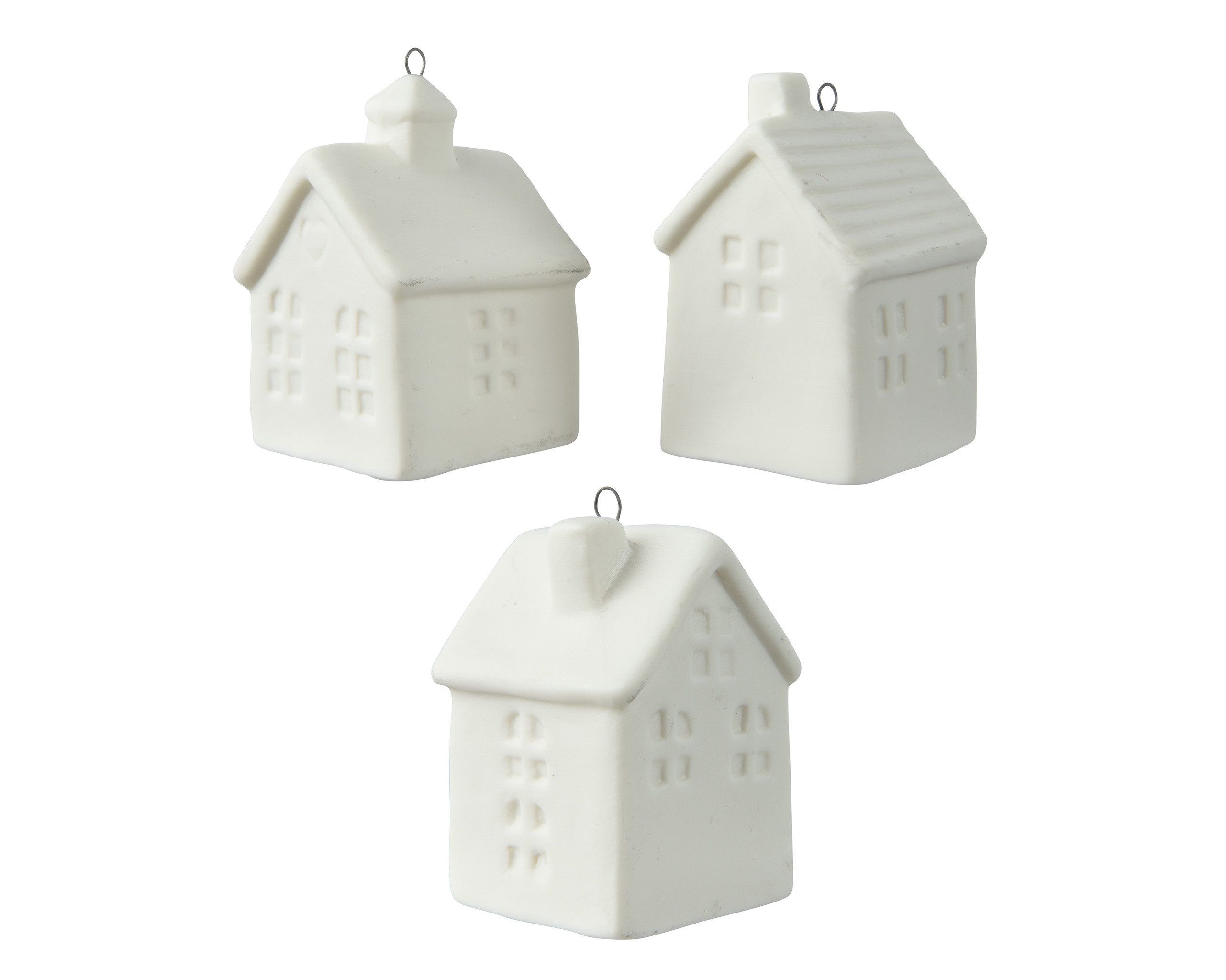Kaemingk Christbaumschmuck, Christbaumschmuck Haus Porzellan 6,5cm Figur 1 Stück sortiert Weiß