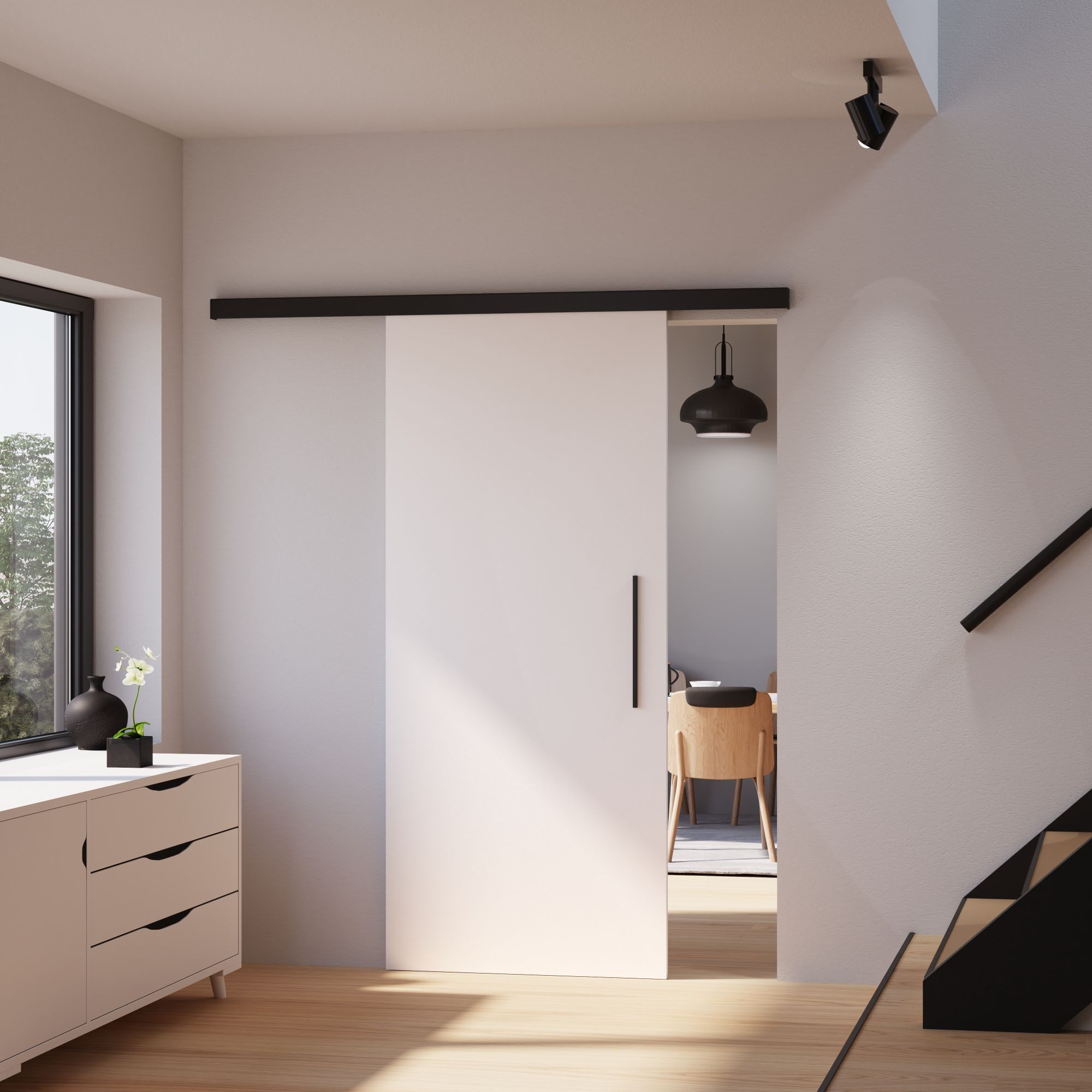 inova wohnen Schiebetür Holzschiebetür Weiß, Größenauswahl (Komplett Set, i günstig online kaufen