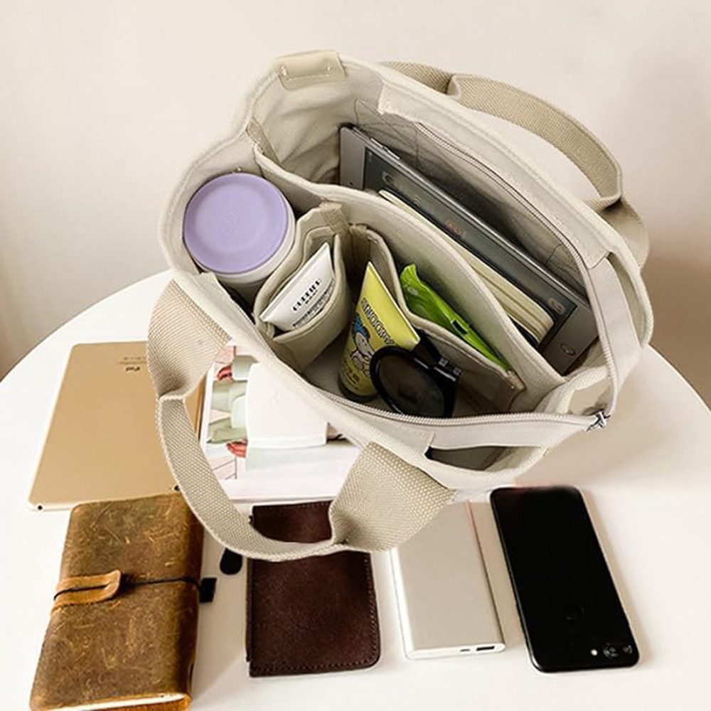nsihing Handtasche Schultertasche Canvas, Umhängetasche Tote Bag mit Reißverschluss