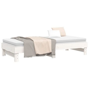furnicato Bett Tagesbett Ausziehbar Weiß 2x(100x200) cm Massivholz Kiefer