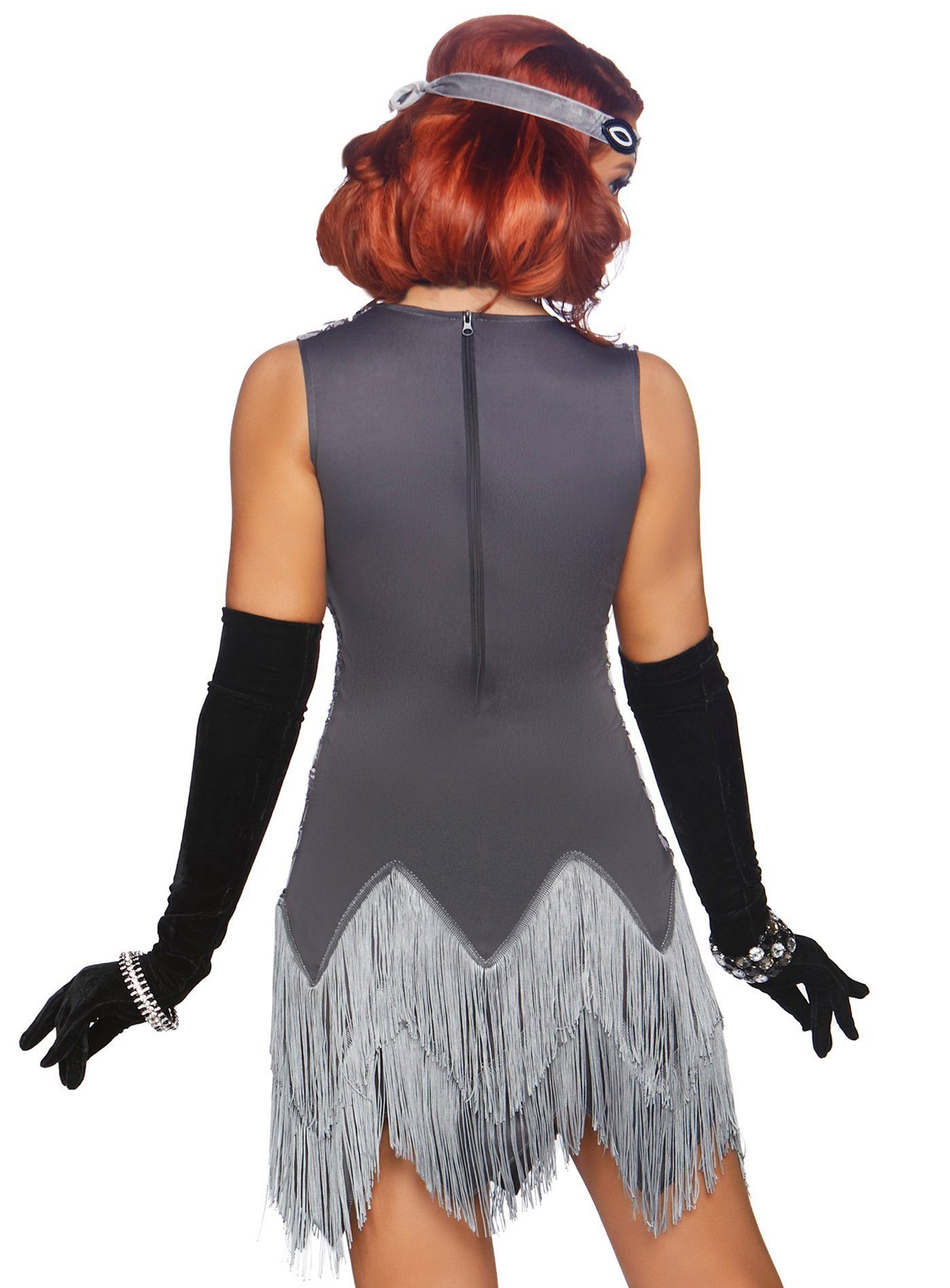 Leg Avenue Kostüm Silbernes Charleston Kleid, Flapperkleid für 20er Jahre M günstig online kaufen