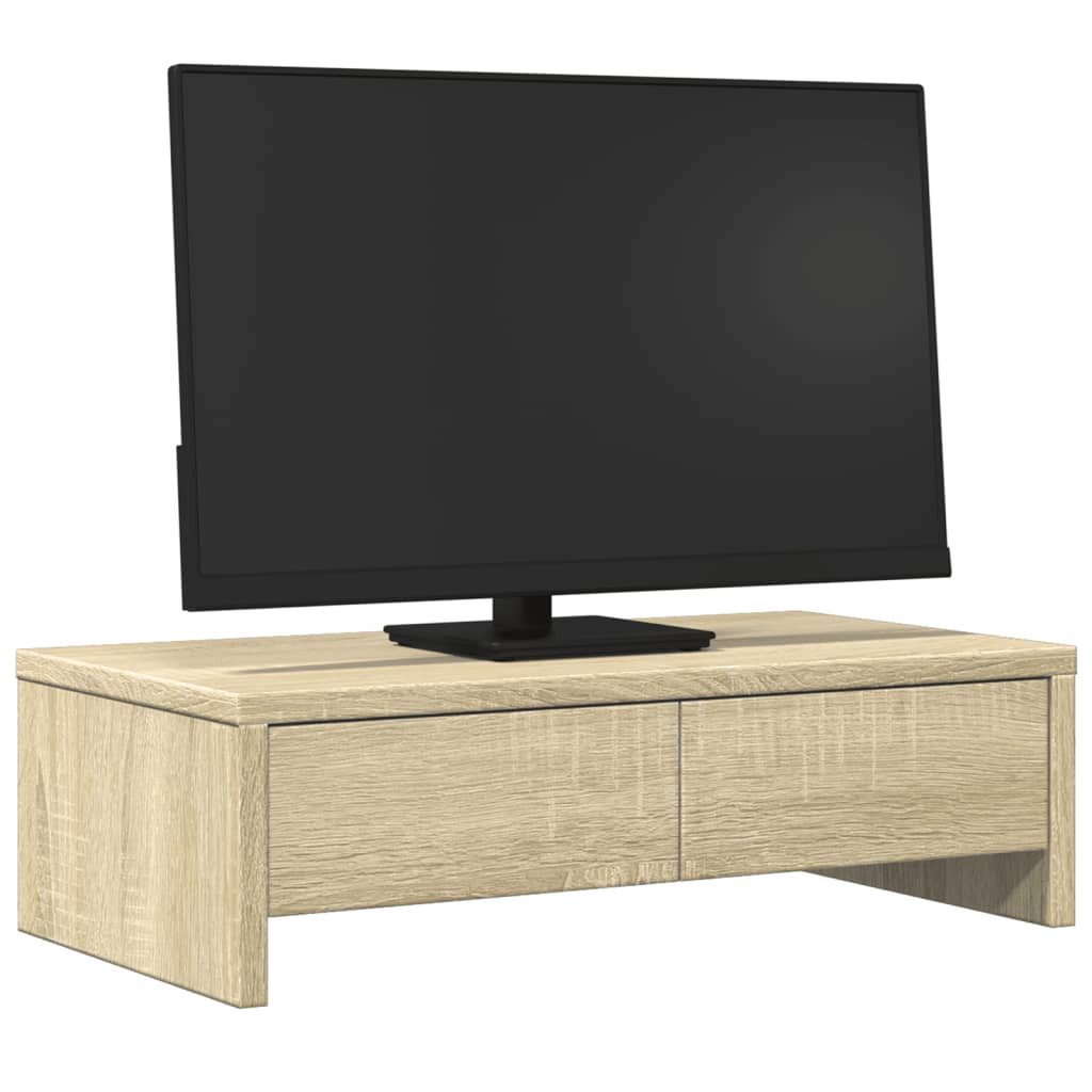 vidaXL Monitor-Halterung Monitorständer mit Schubladen Sonoma Eiche 50x27x15 cm
