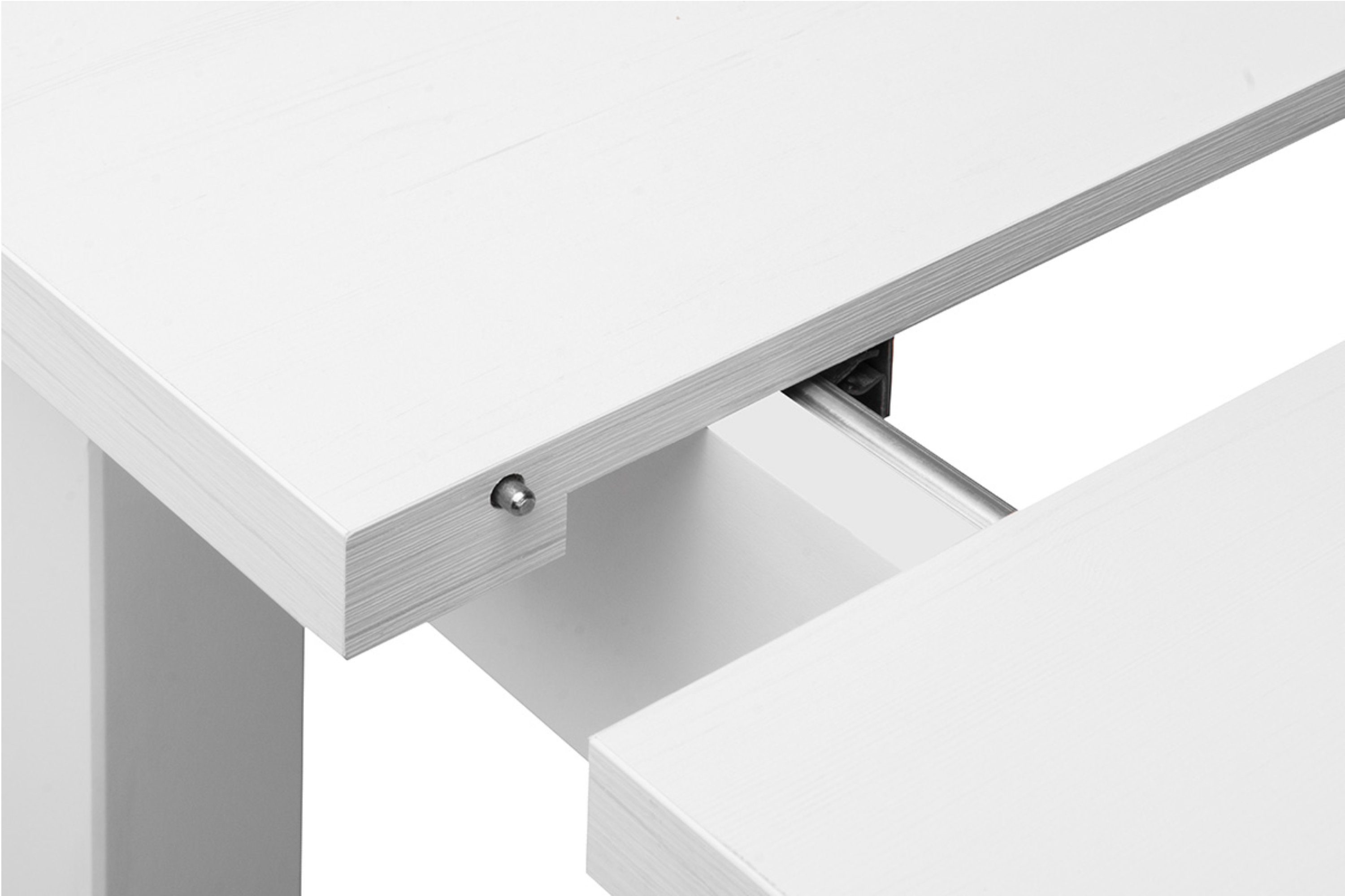| Konsimo rechteckig ausziehbar CENARE bis 180cm, Küchentisch Esszimmertisch weiß weiß | 140x80cm, Esstisch weiß