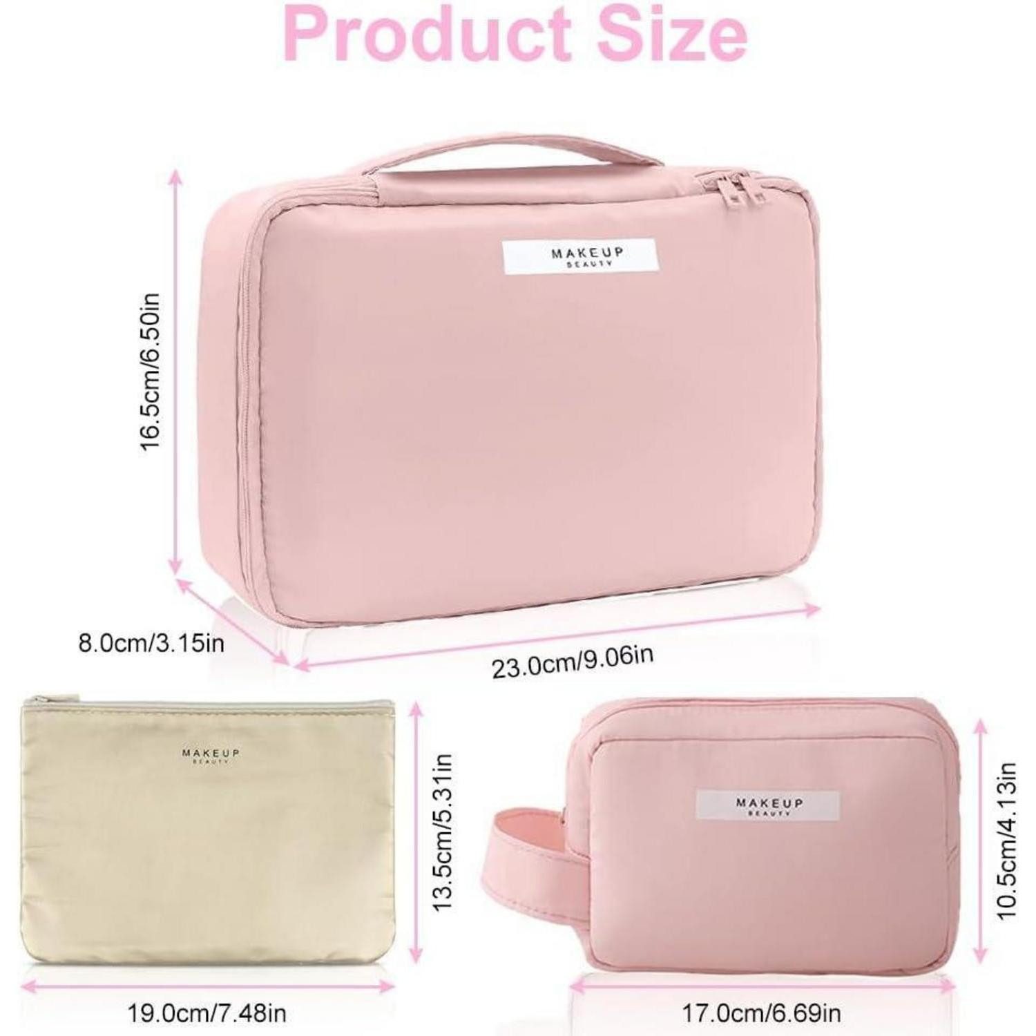 LuxusKollektion Kosmetiktasche Kosmetiktasche Reise Organizer Schminktasche Frauen 2 Rosa Groß Klein