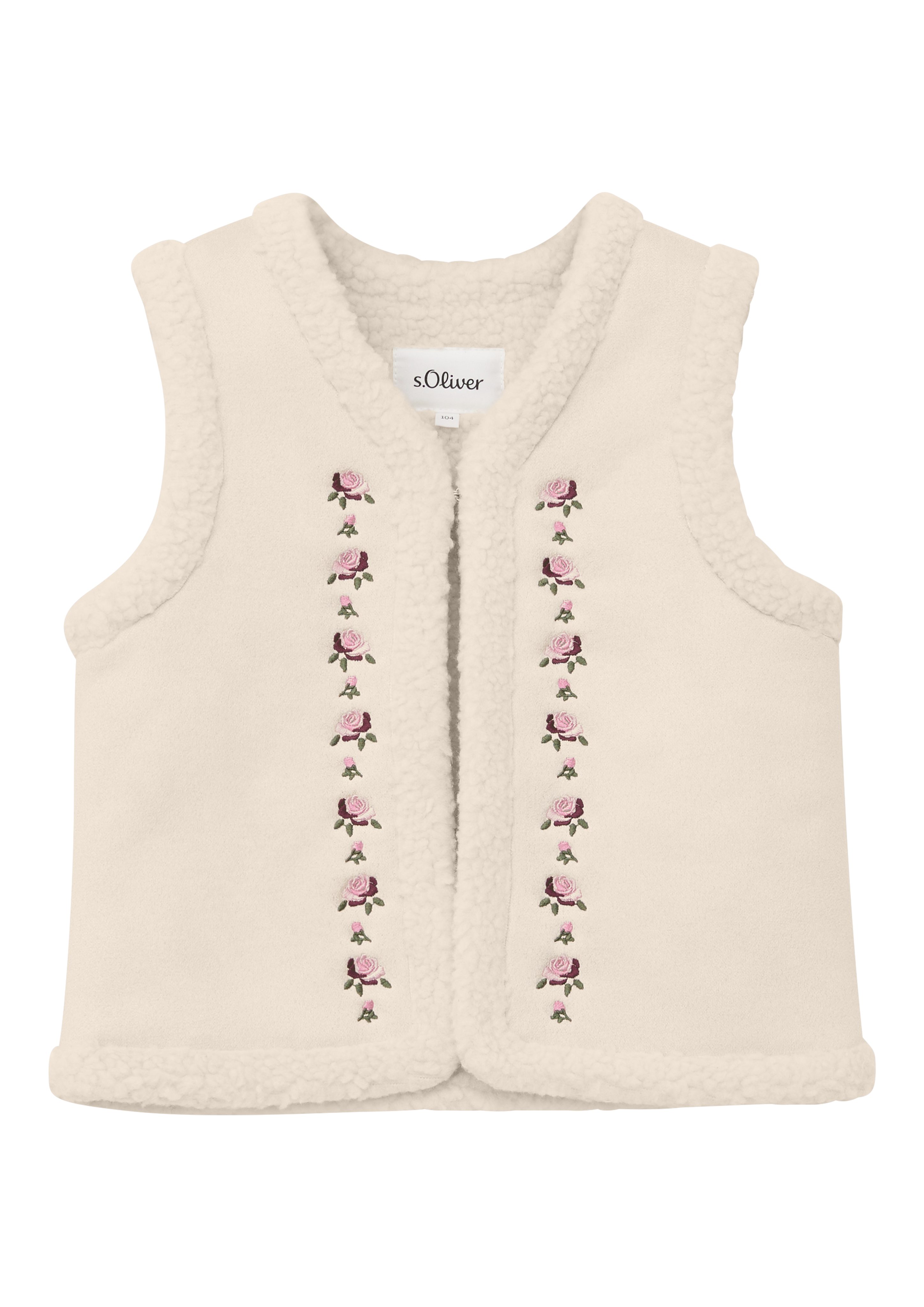 s.Oliver Junior Fleeceweste mit Teddy-Details und Rosenstickereien / Für Girls