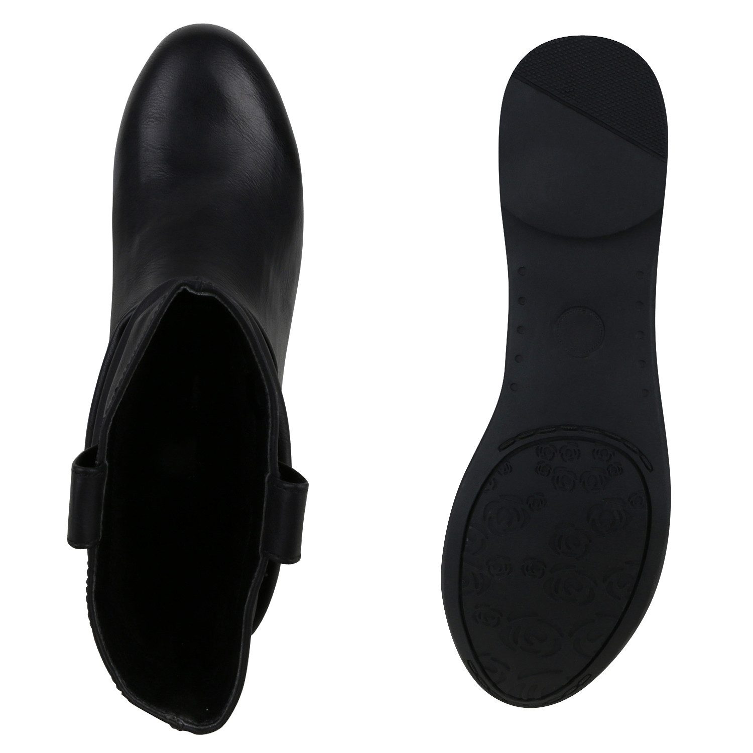 VAN HILL 811678 Schlupfboots Gefütterte Damen Schlupfstiefel Nieten Stiefeletten Leder-Optik