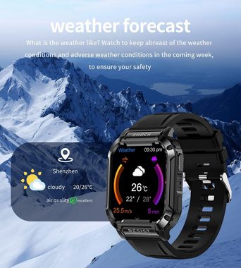 RINOTEG Fur Herren, 4,8 cm mit Anrufen, Bluetooth Fitness Tracker Smartwatch (1.83 Zoll, Android / iOS), Mit Pulsmesser, Schlafüberwachung, Schrittzähler, 100 Modi