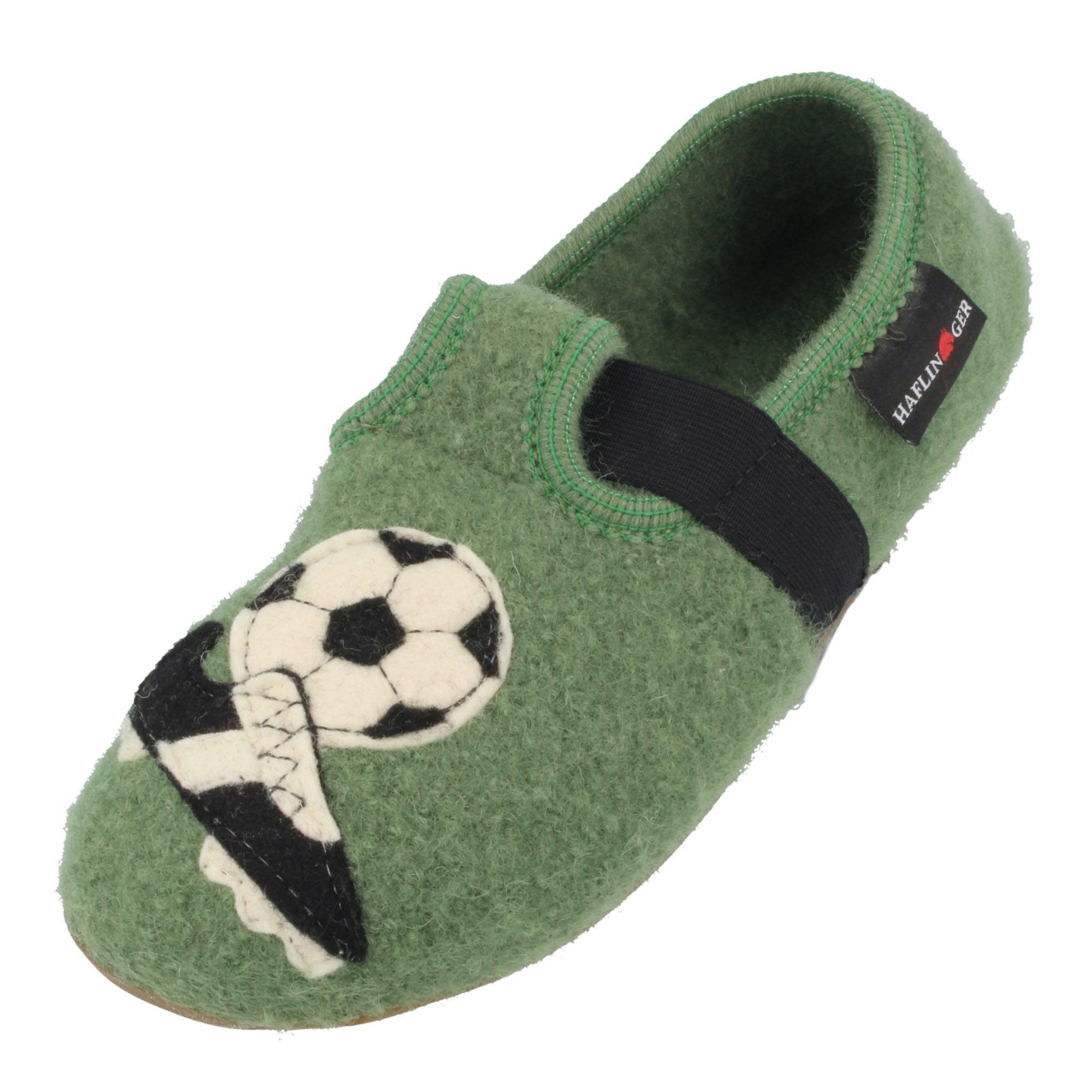 Haflinger Kinder Slipper Everest Team Fußballmotiv mit Gimmiband Hausschuh