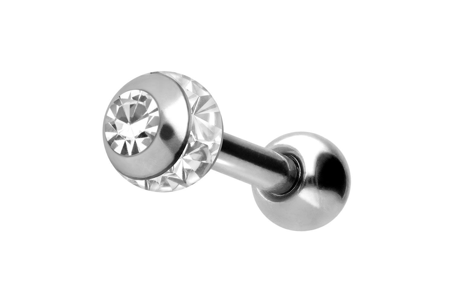 Piercing-Set Chirurgenstahl Ohrpiercing EPOXY-RING-KUGEL + KRISTALL