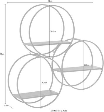 Guido Maria Kretschmer Home&Living Deko-Wandregal Acogedor, 1-tlg., Dekoregal, Wanddeko aus Metall, bestehend aus drei runden Elementen