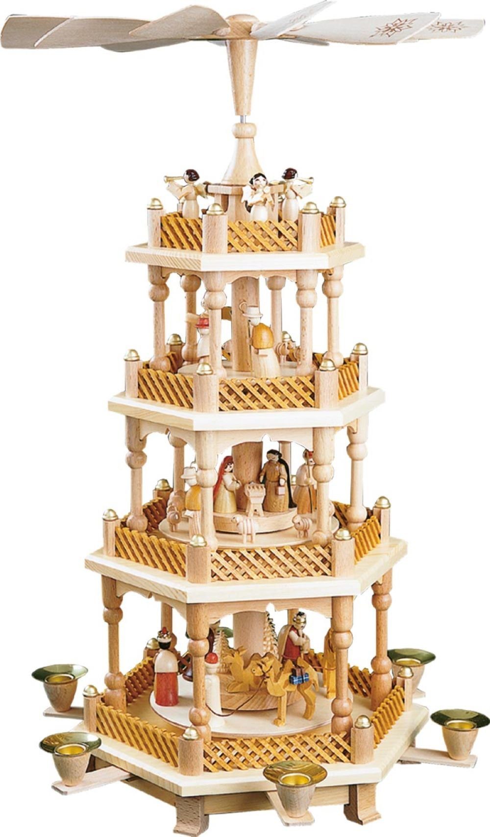 Weihnachtspyramide Heilige Familie natur 3-stöckig, Höhe ca. 54 cm