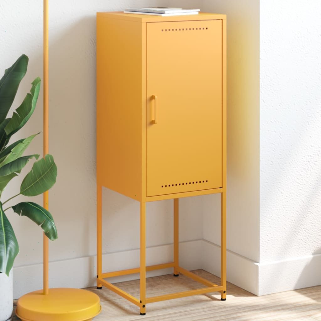 Highboard Industrie-Stil 36 x 39 x 107 cm Senfgelb Stahl