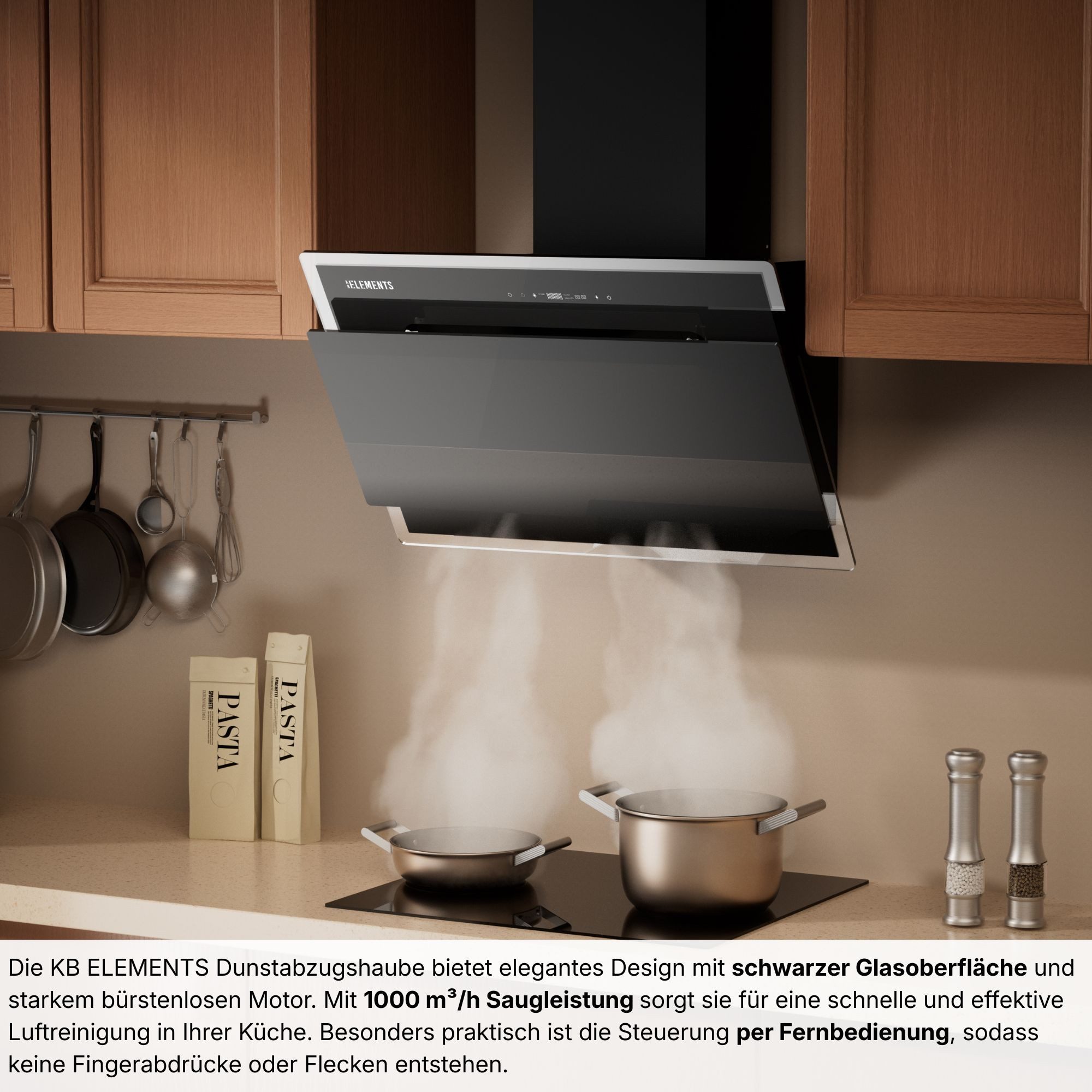 KB Elements Kopffreihaube mit Fernbedienung, 1000 m³/h mit Fernbedienung, 1000 m³/h, Fernbedienung, 1000 m³/h Saugleistung