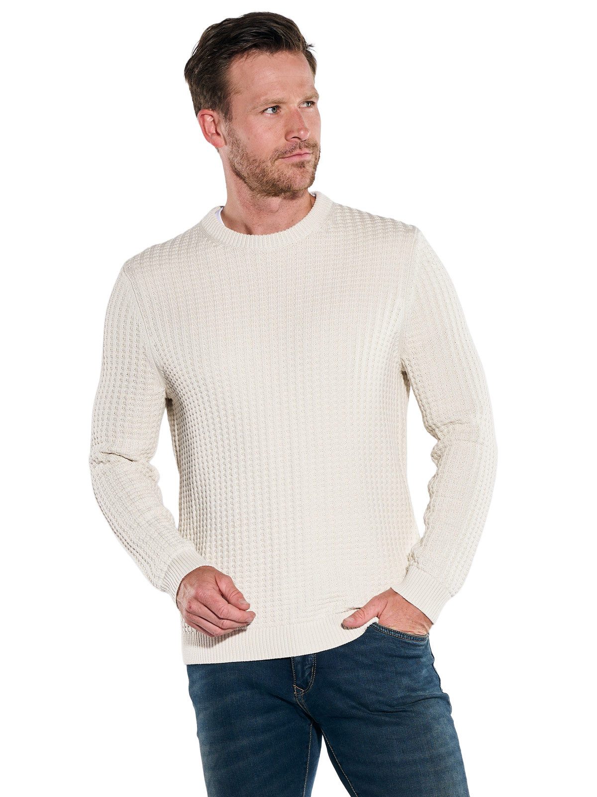 Engbers Rundhalspullover Herren Pullover Rundhals, Creme