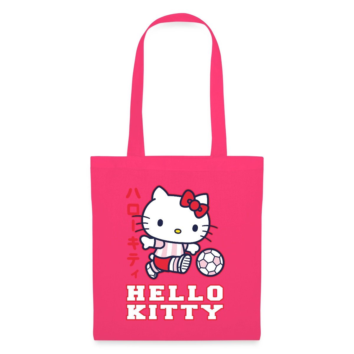 Spreadshirt Henkeltasche Hello Kitty Spielt Fussball Sport Stoffbeutel (1-tlg)
