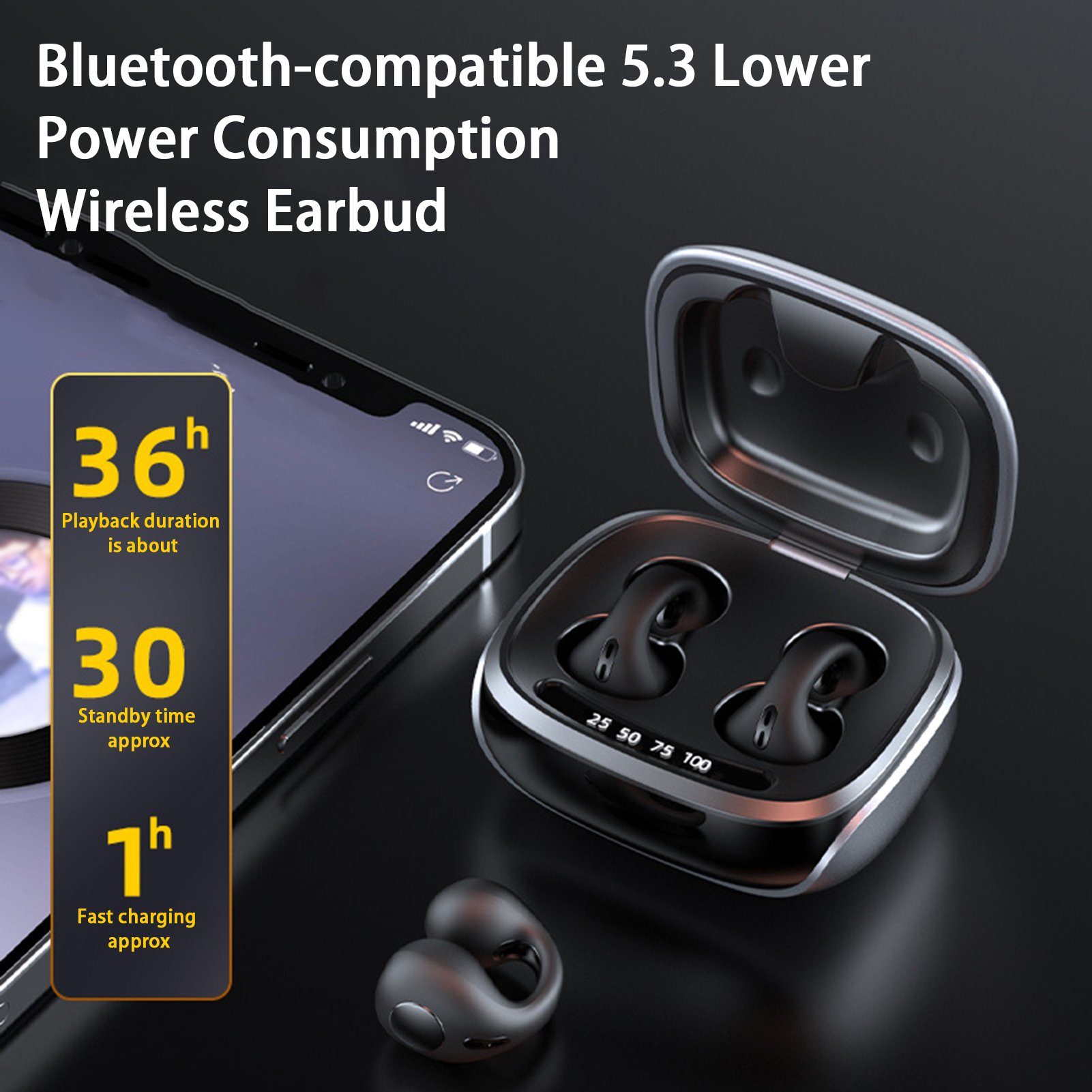 Rutaqian Bluetooth Kabellos Kopfhörer, Bone Wireless (Bluetooth) Kopfhörer Headset Weiß Conduction