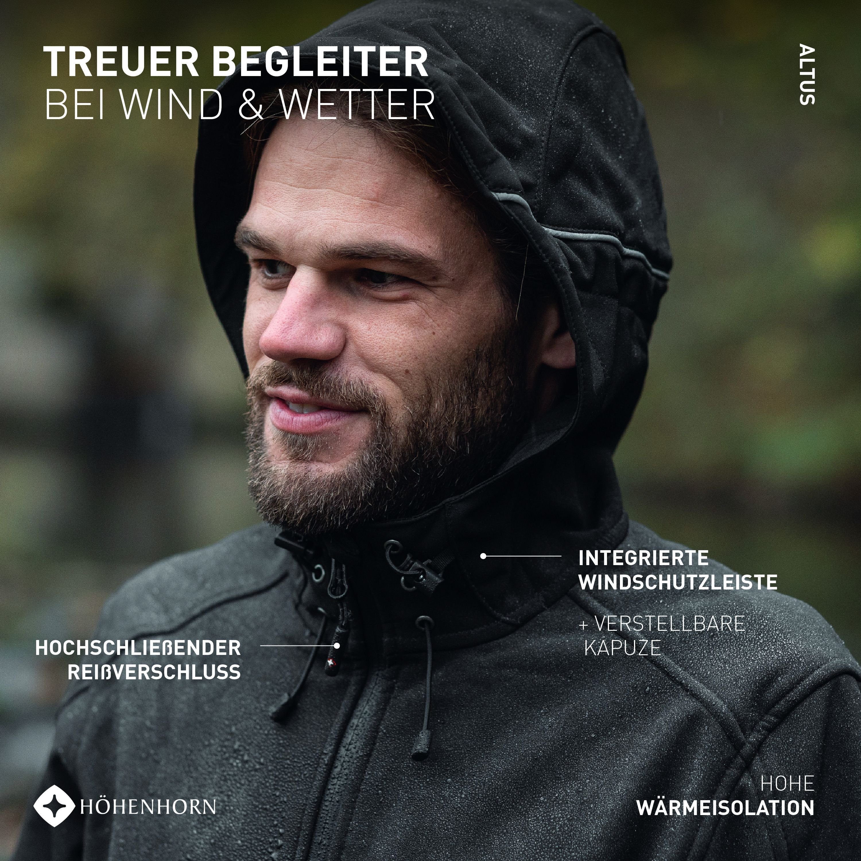 Höhenhorn Softshelljacke Altus Herren Softshell Jacke für Männer Outdoor Funktionsjacke Microfleece-Innenfutter, Atmungsaktiv, Wasserdicht