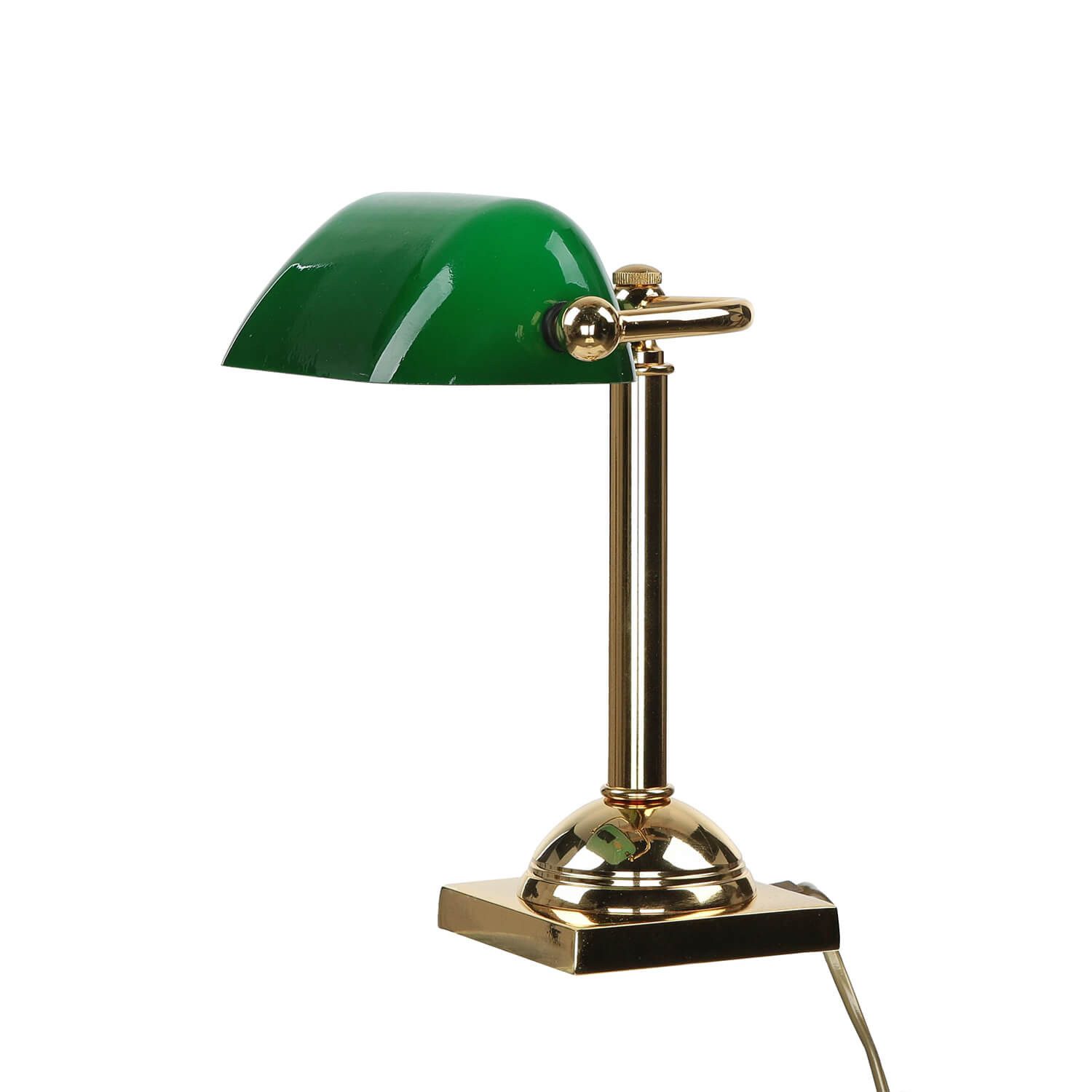 Licht-Erlebnisse Schreibtischlampe LAMPADE MINISTERO, ohne Leuchtmittel, Goldene Tischlampe echtes Messing 24K Jugendstil E27 Bankerlampe