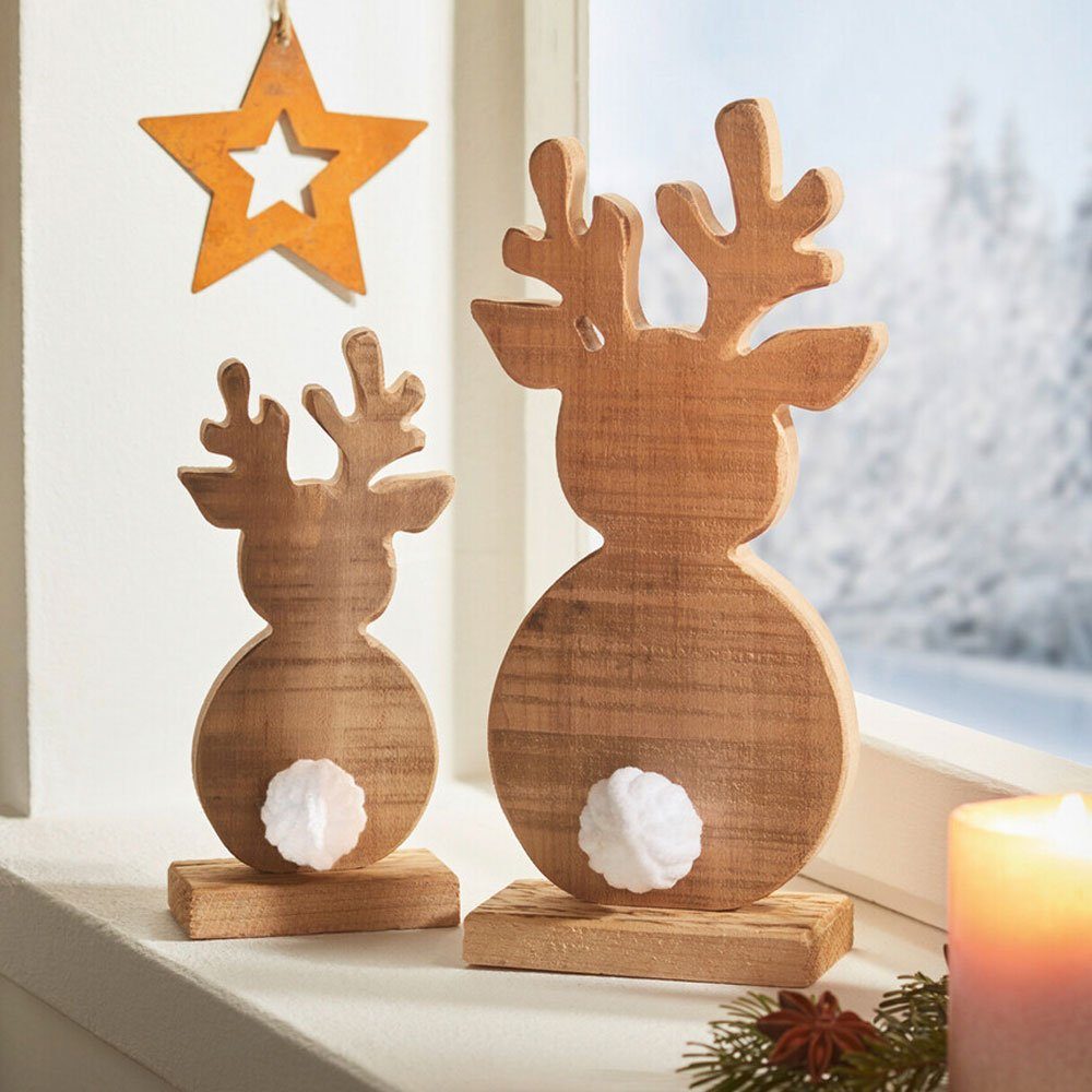 Home-trends24.de Weihnachtsfigur »Rentier Hirsch Figur Holz Shabby Deko  Weihnachtsdeko Elch«