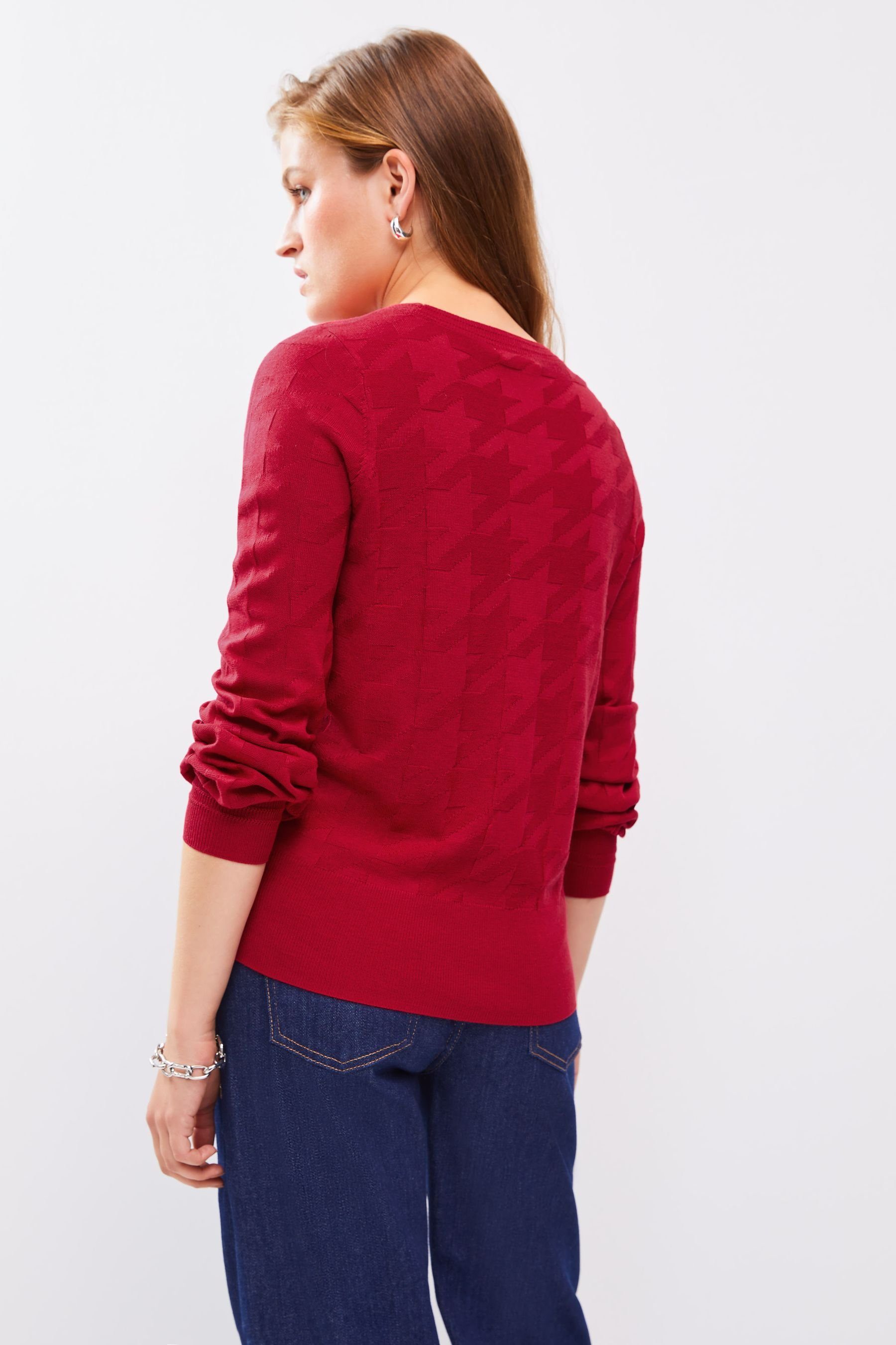Next mit (1-tlg) Red Pullover Rundhalspullover Textured Rundhalsausschnitt