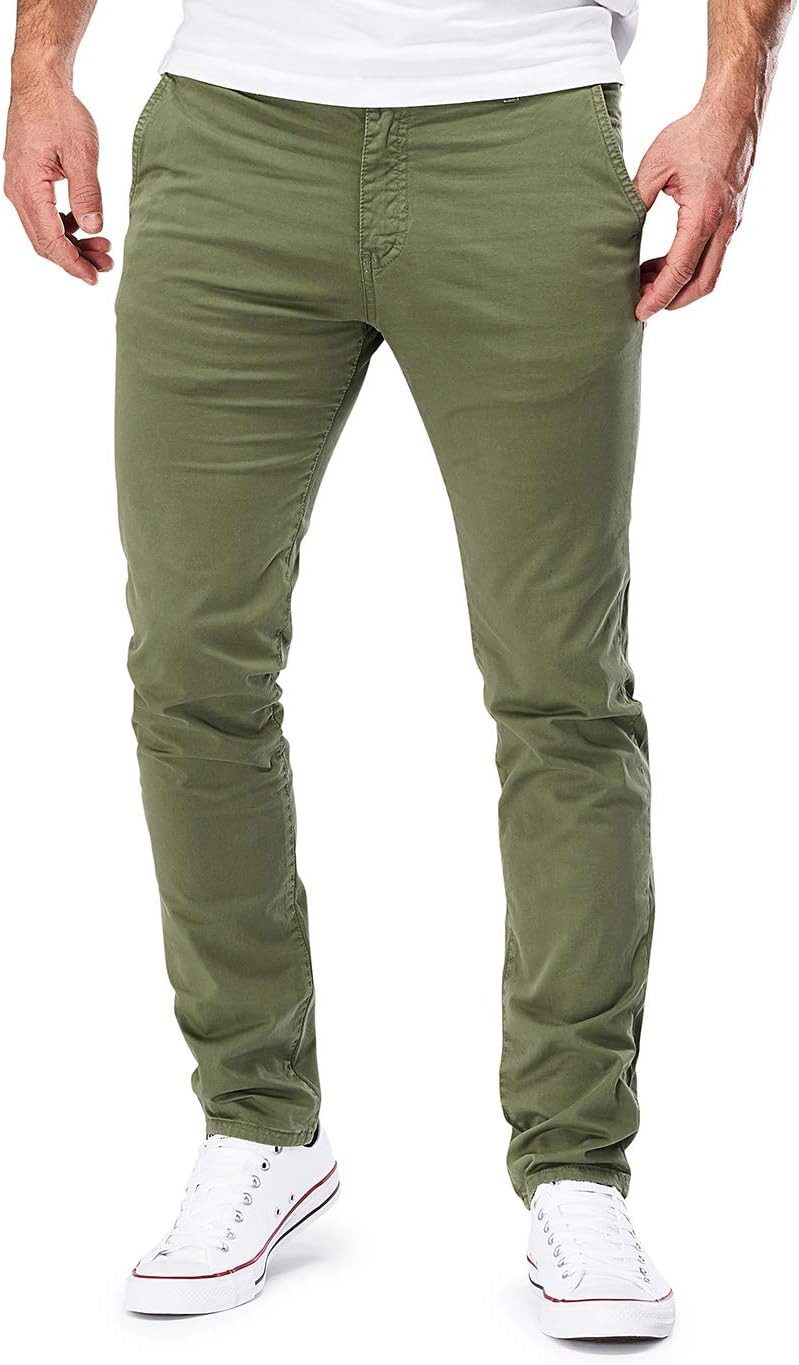 Chinos MERISH 401 Herren Chinohose Hose Slim fit Stretch 33-32 Olivgrün