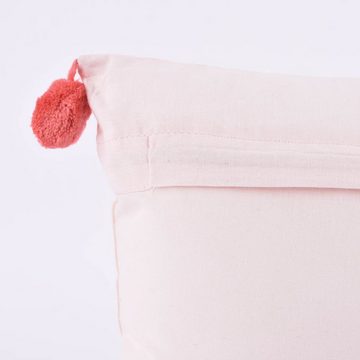 SCHÖNER LEBEN. Dekokissen Kinderkissen Baumwolle Kätzchenprint Pompons rosa 30x50cm