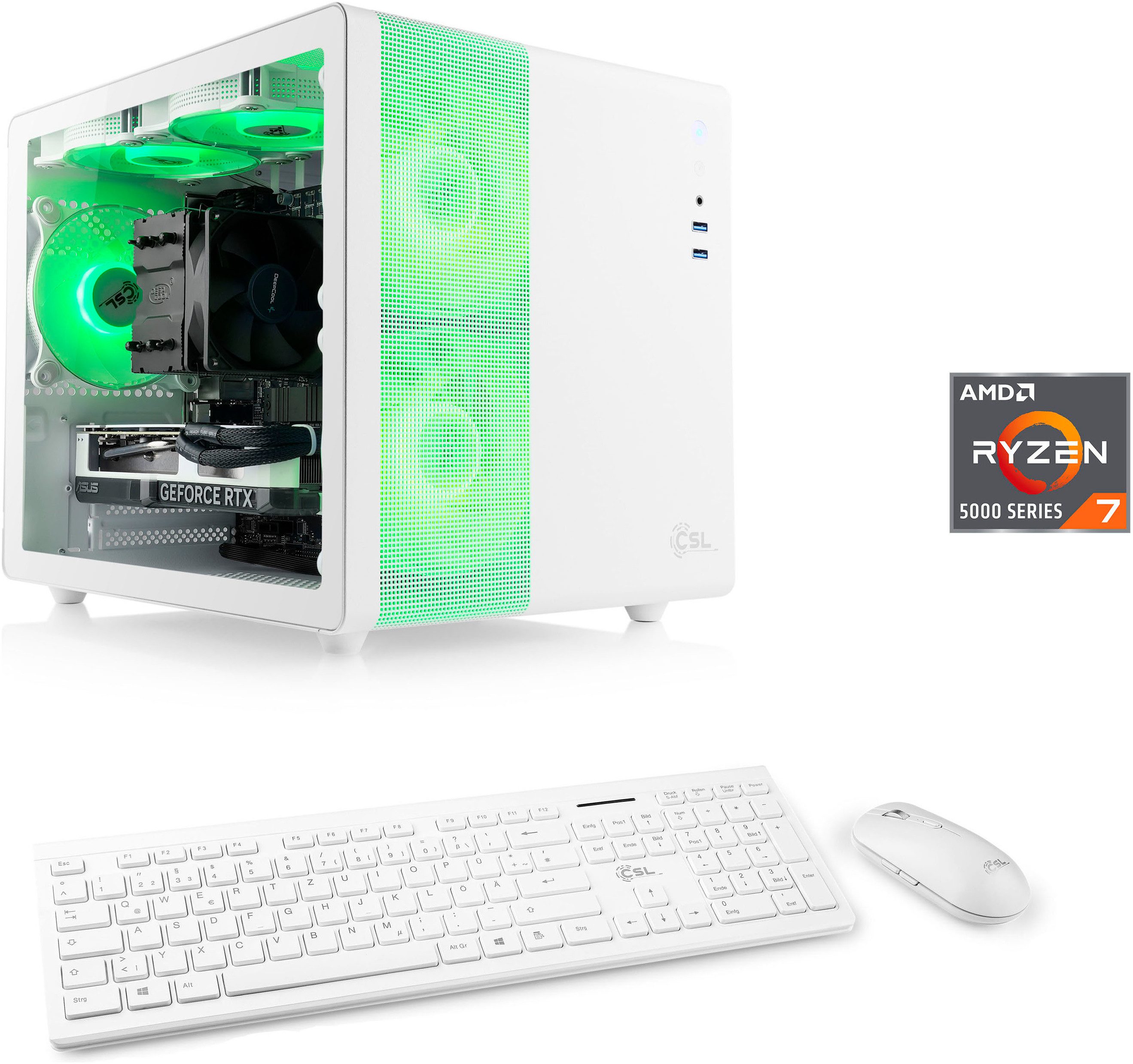 CSL Cube V24204 PC (AMD Ryzen 7 5700X, GeForce RTX 4060, 16 GB RAM, 500 GB SSD, Luftkühlung)
