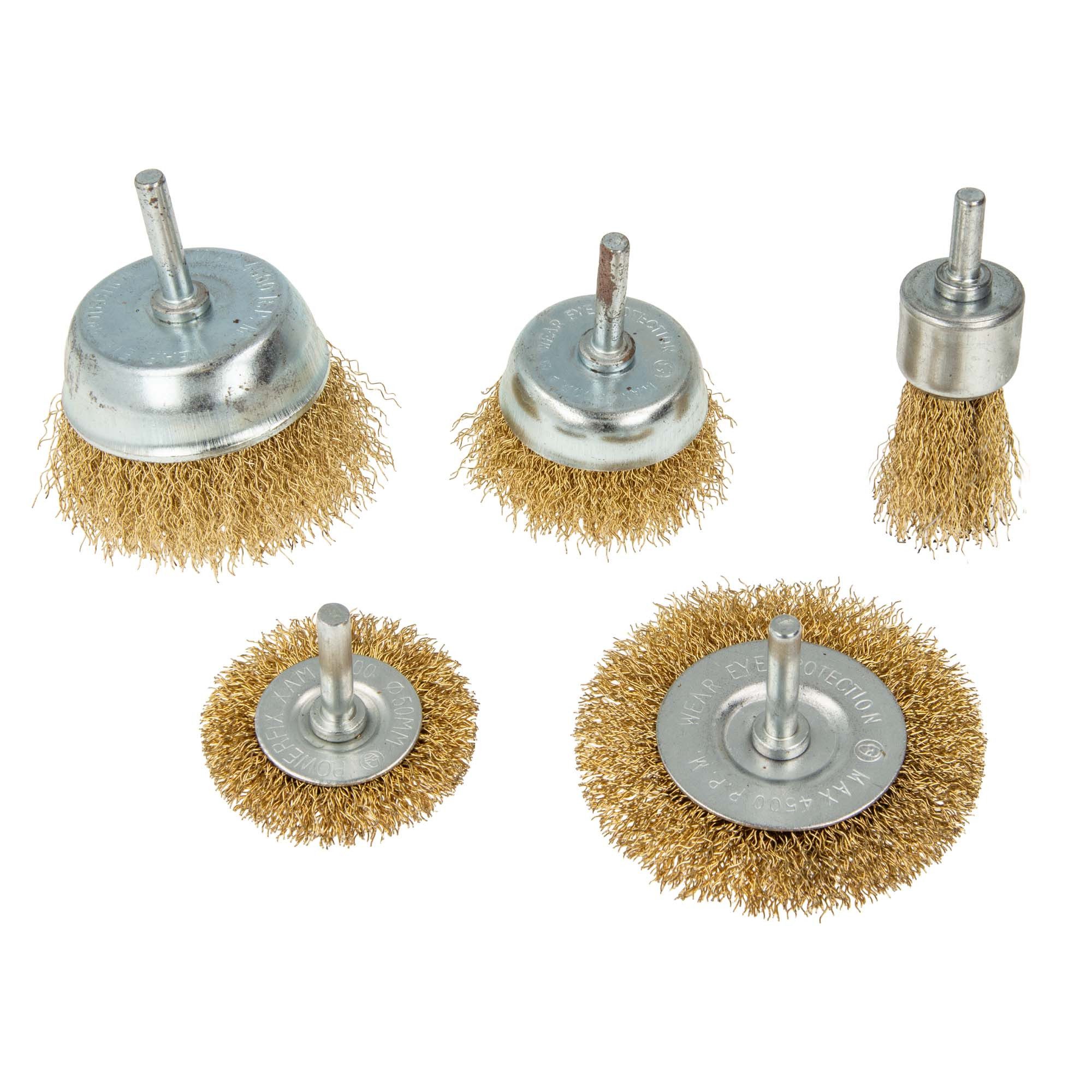 MASTERPROOF PROFESIONAL Schleifaufsatz Drahtbürsten-Satz, 5-teilig - für Bohrmaschine Akkuschrauber, 311