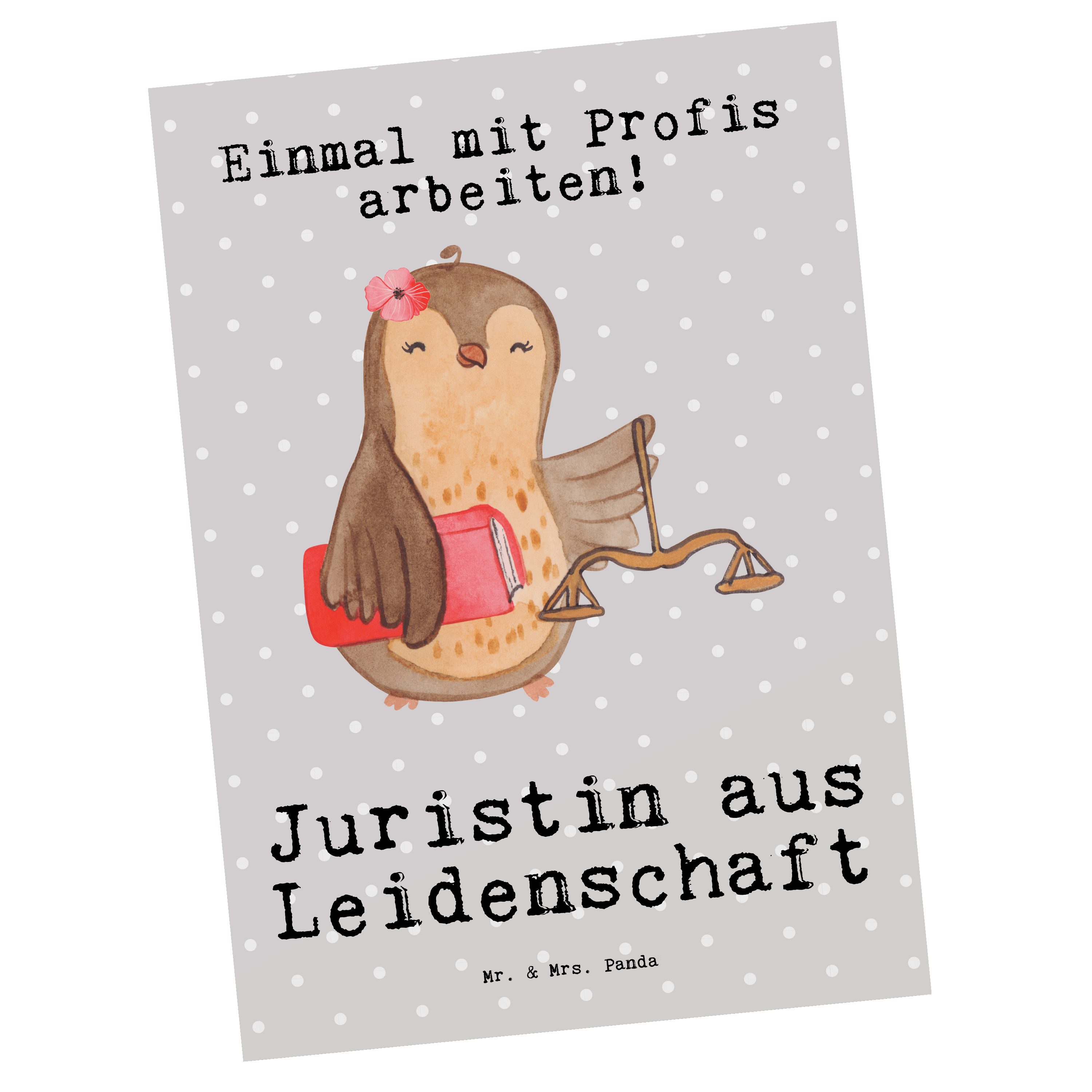 - Grau Jurastudent, Postkarte Juristin & Geschenk, aus Mit - Leidenschaft Mrs. Mr. Panda Pastell