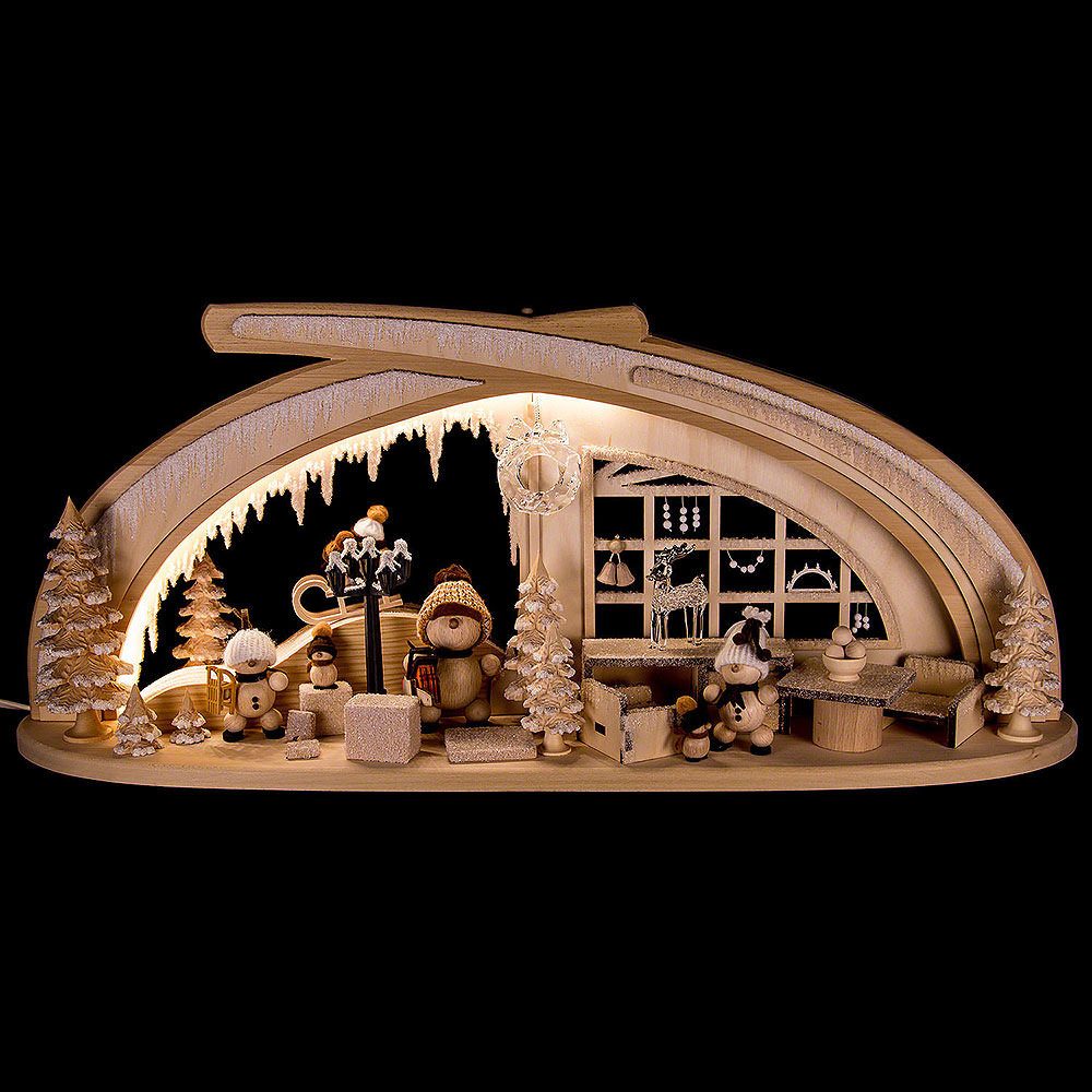 RATAGS Kunsthandwerk Schwibbogen Schwibbogen aus Massivholz Eishöhle mit Raureif (59x30cm) von RATAGS H