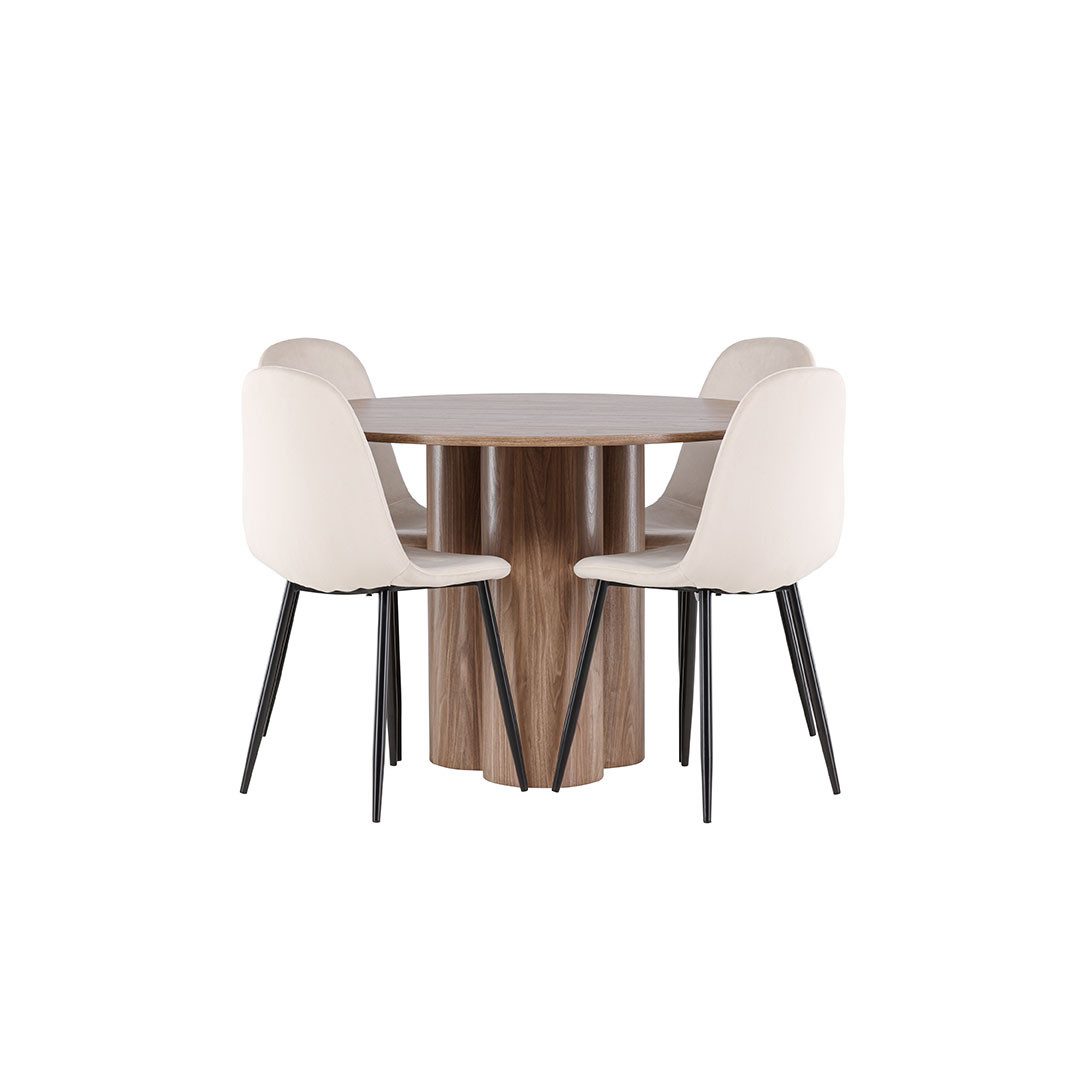 ebuy24 Essgruppe Olivia Essgruppe Tisch Ø110cm und 4 Velours Stühle