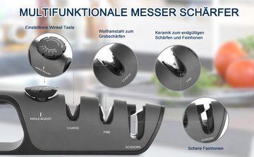 MULISOFT Messerschärfer 3 Stufen Wolframstahl Diamantstäbe und Spezialkeramik, mit dem Einstellbaren Winkelknopf und dem Rutschfesten Boden