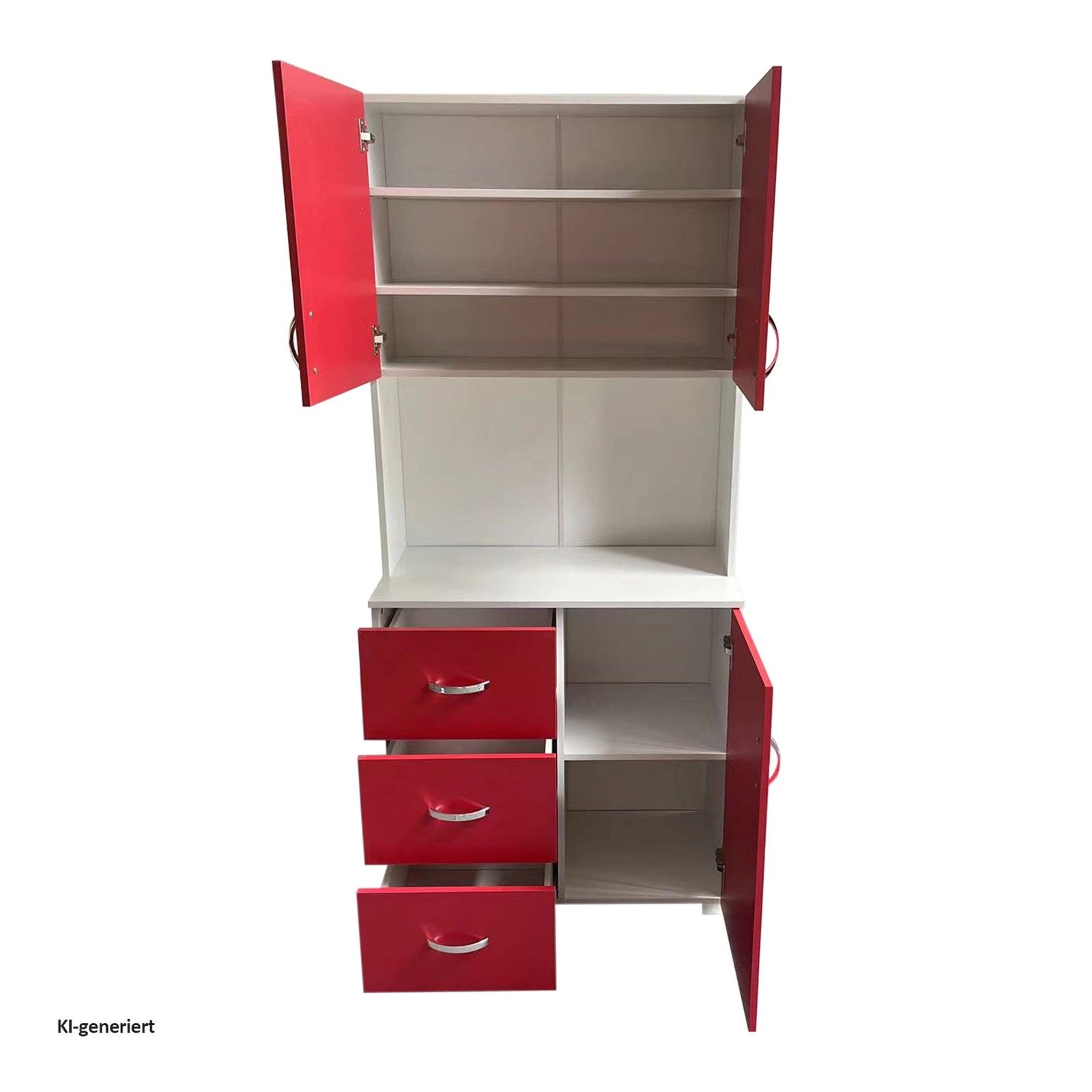 HTI-Living Kinderkleiderschrank Kinderzimmerschrank Rot Weiß (Stück, 1-St., 1 Schrank) Kleiderschrank Bücherregal 6 Regalfächer 3 Schubladen
