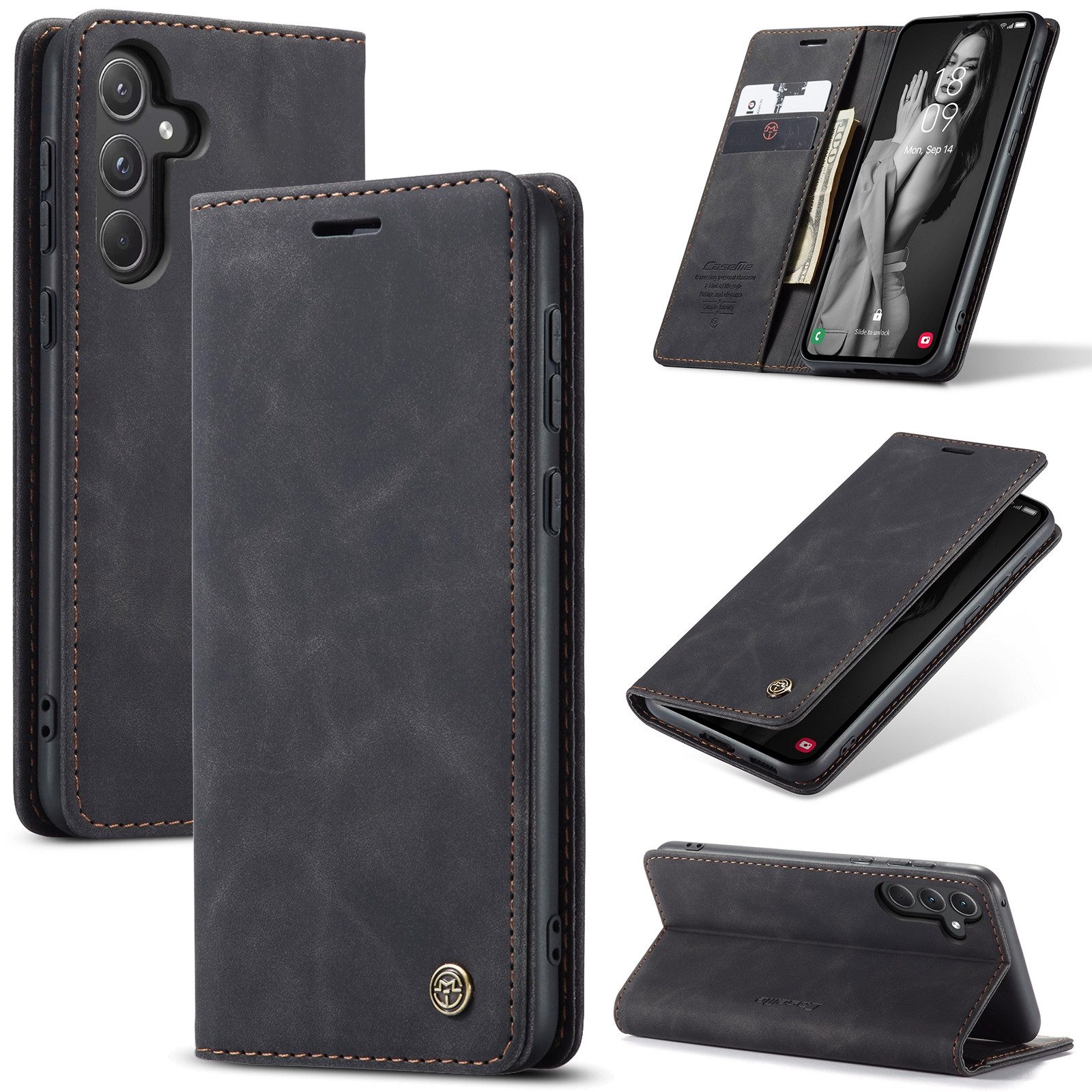 SmartUP Smartphone-Hülle für Samsung Galaxy A55 5G Klapphülle Fliphülle Tasche Case Smart Cover 6,6 Zoll, Integrierte Standfunktion, zwei Kartenfächer