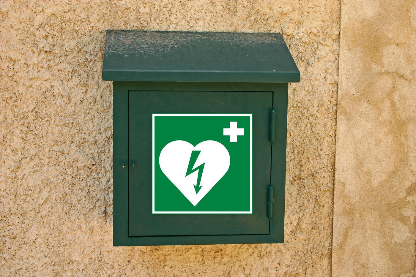 Thumbnail - EXACOMPTA Warnschild Hinweisschild Defibrillator PVC selbstklebend 20x20 cm Grün 67008E, Sockel